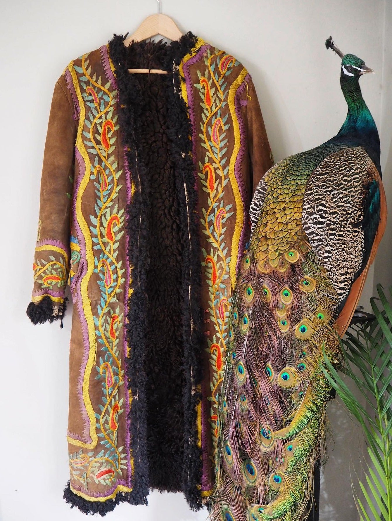 Very Rare Large Vintage 1970's Silk Embroidered Afghan Coat