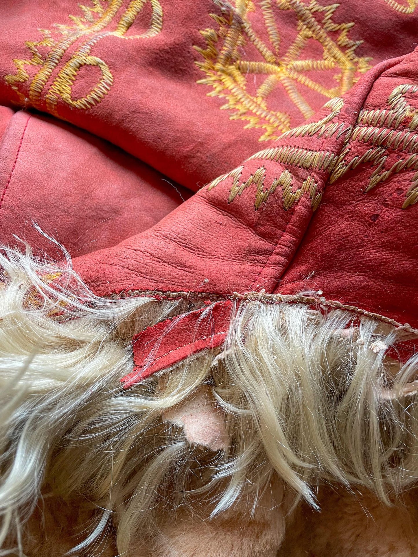 Rare Vintage Red 1960's Silk Embroidered Afghan Coat