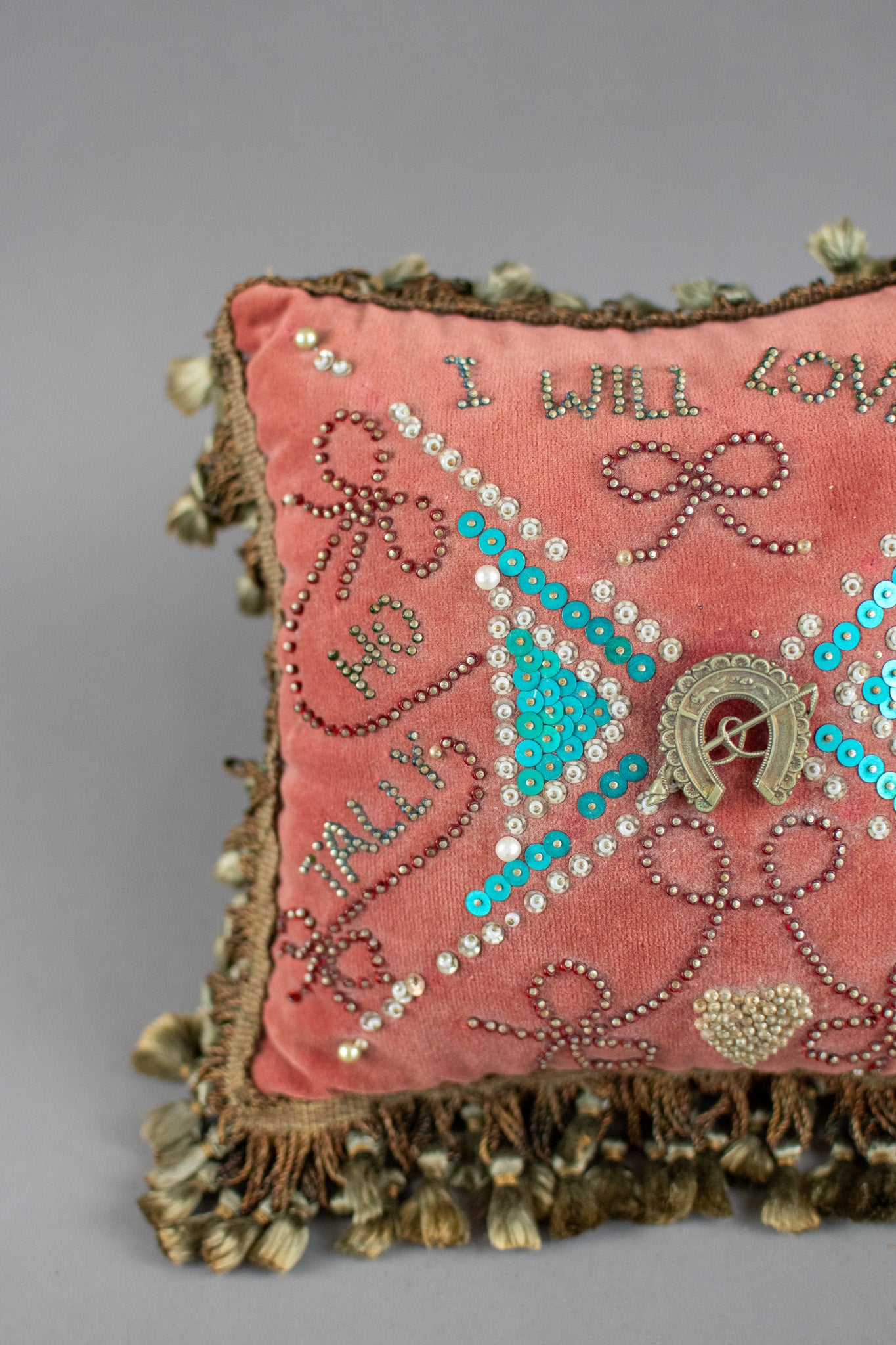 Antique 19th Century Victorian Sweetheart Beaded Pin Cushion