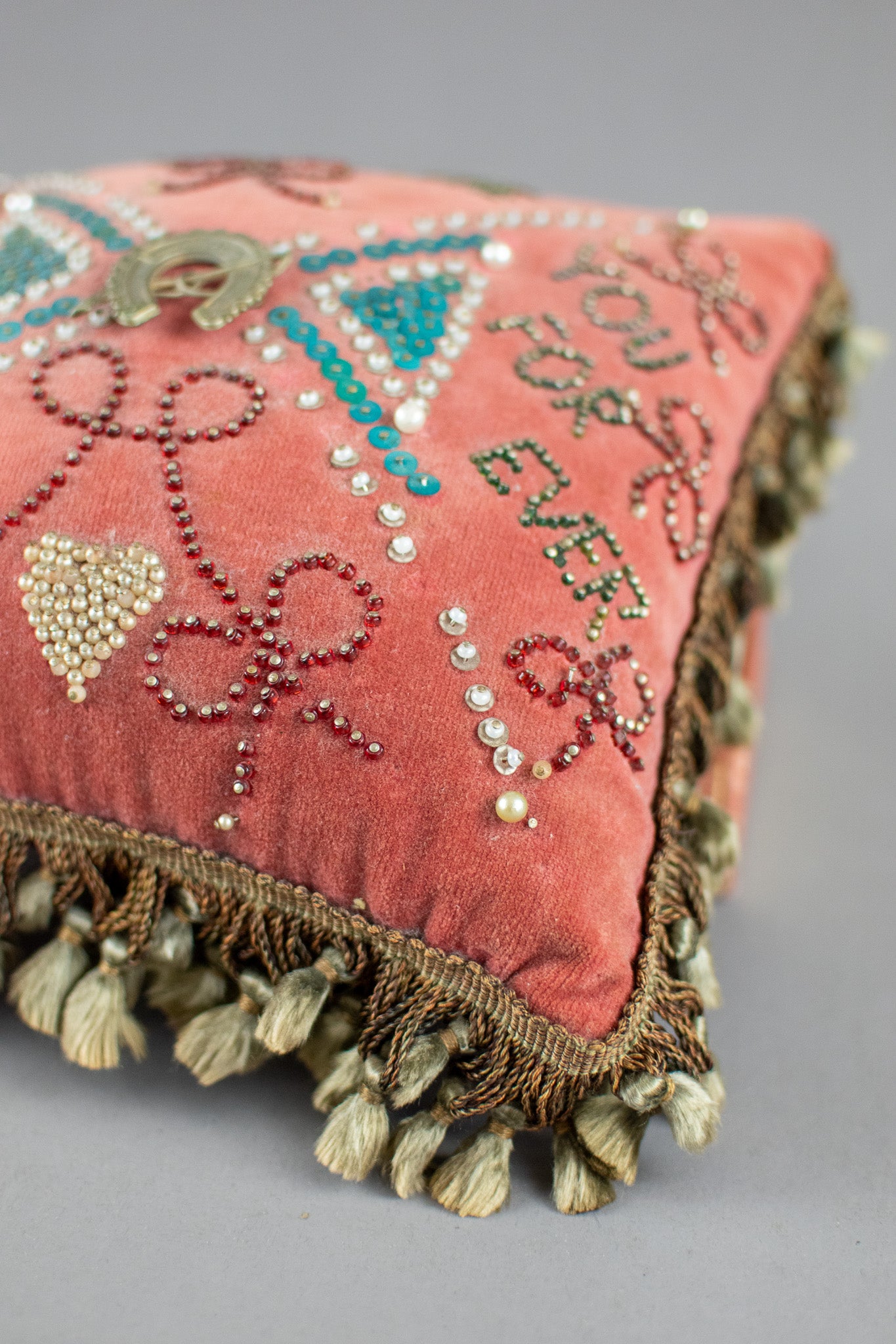 Antique 19th Century Victorian Sweetheart Beaded Pin Cushion