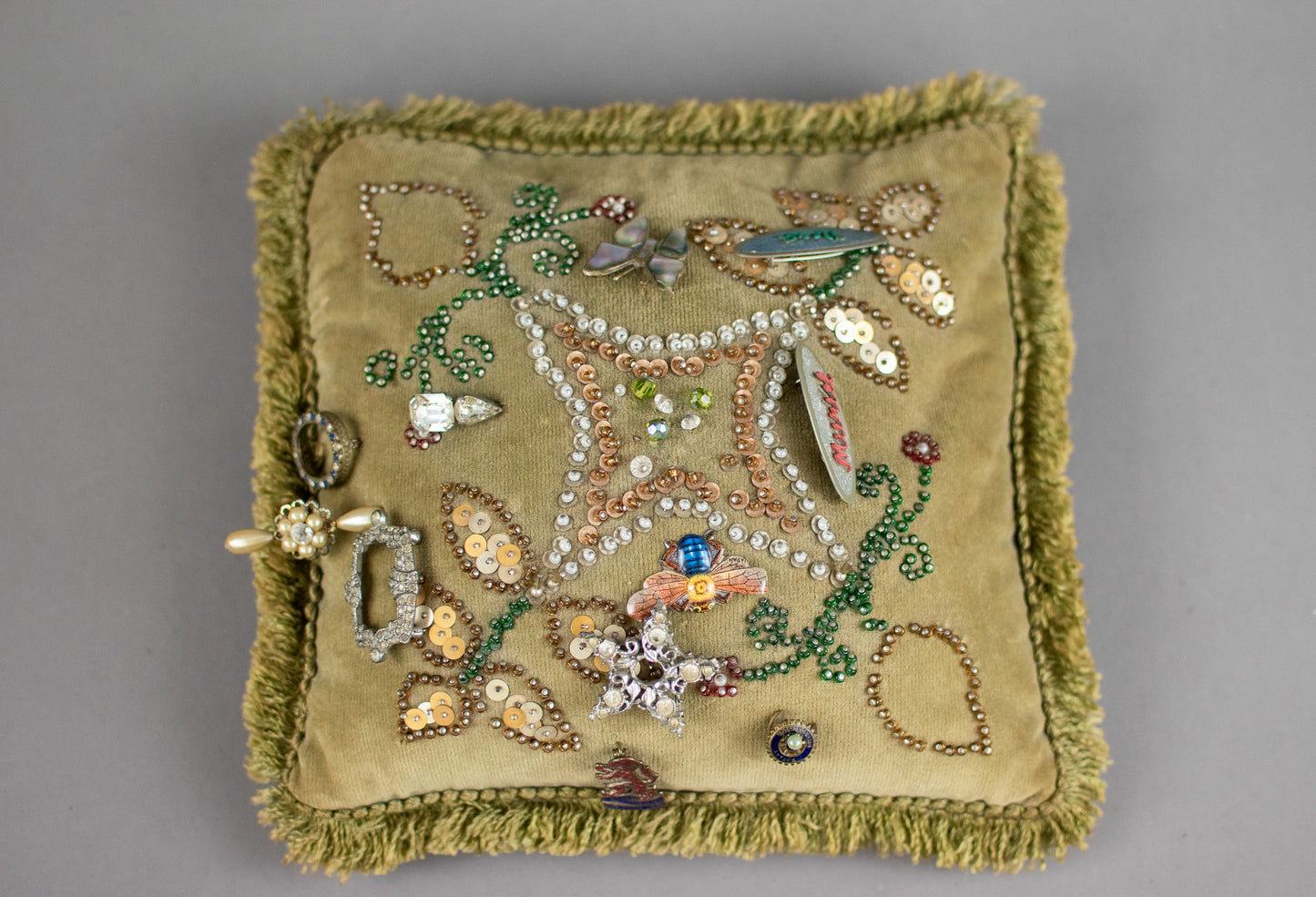 Antique 19th Century Victorian Sweetheart Beaded Pin Cushion