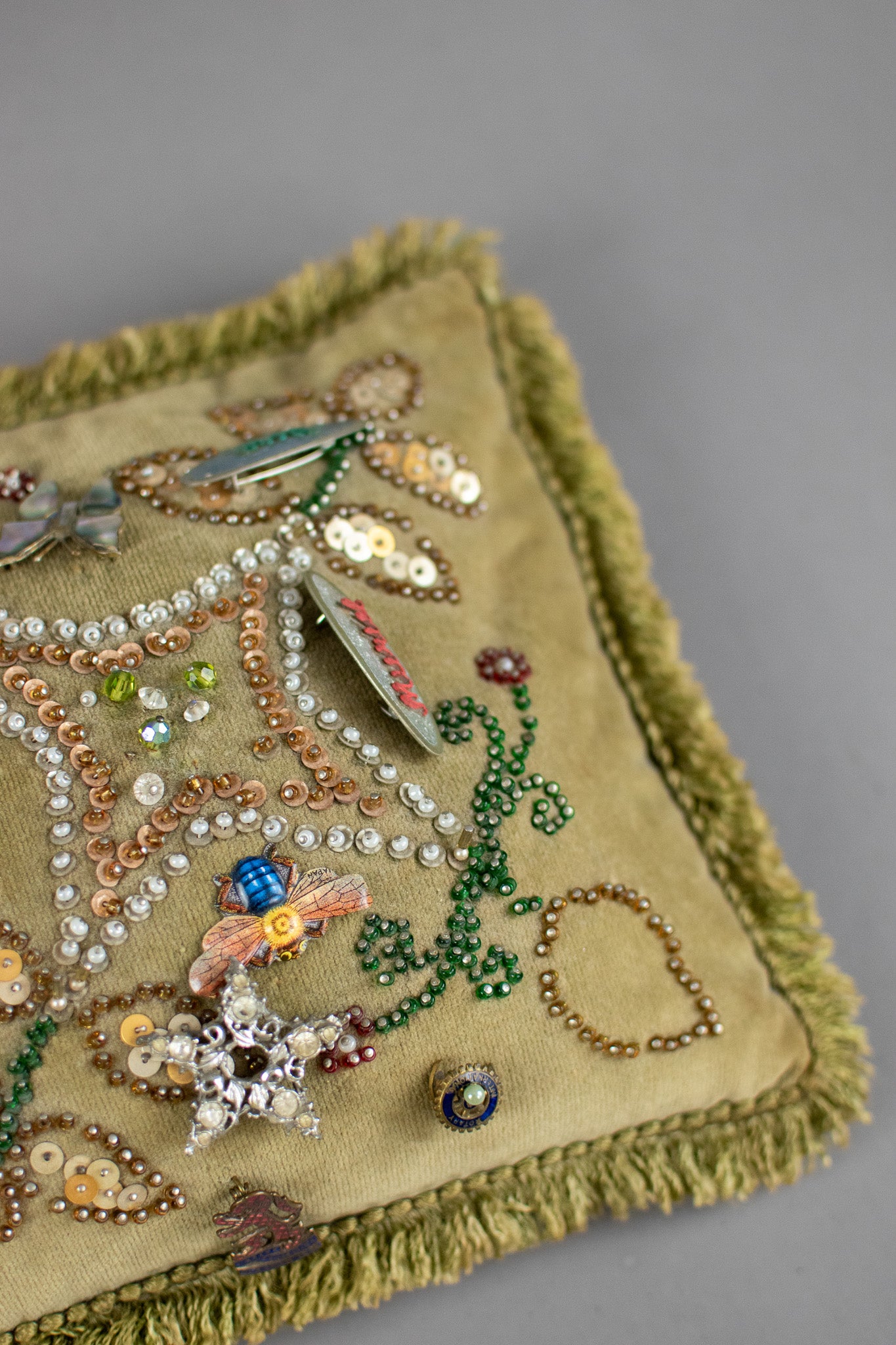Antique 19th Century Victorian Sweetheart Beaded Pin Cushion