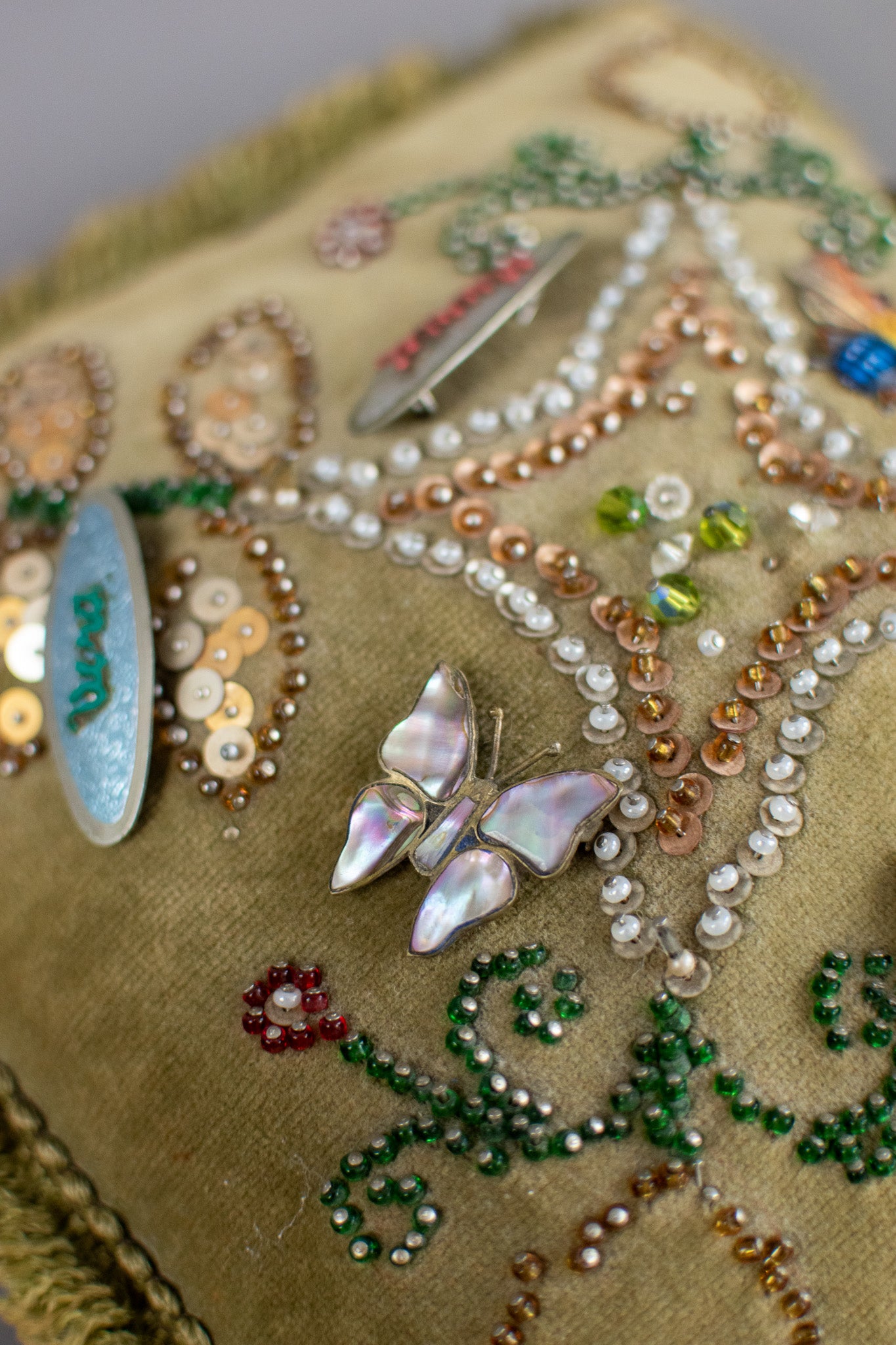 Antique 19th Century Victorian Sweetheart Beaded Pin Cushion