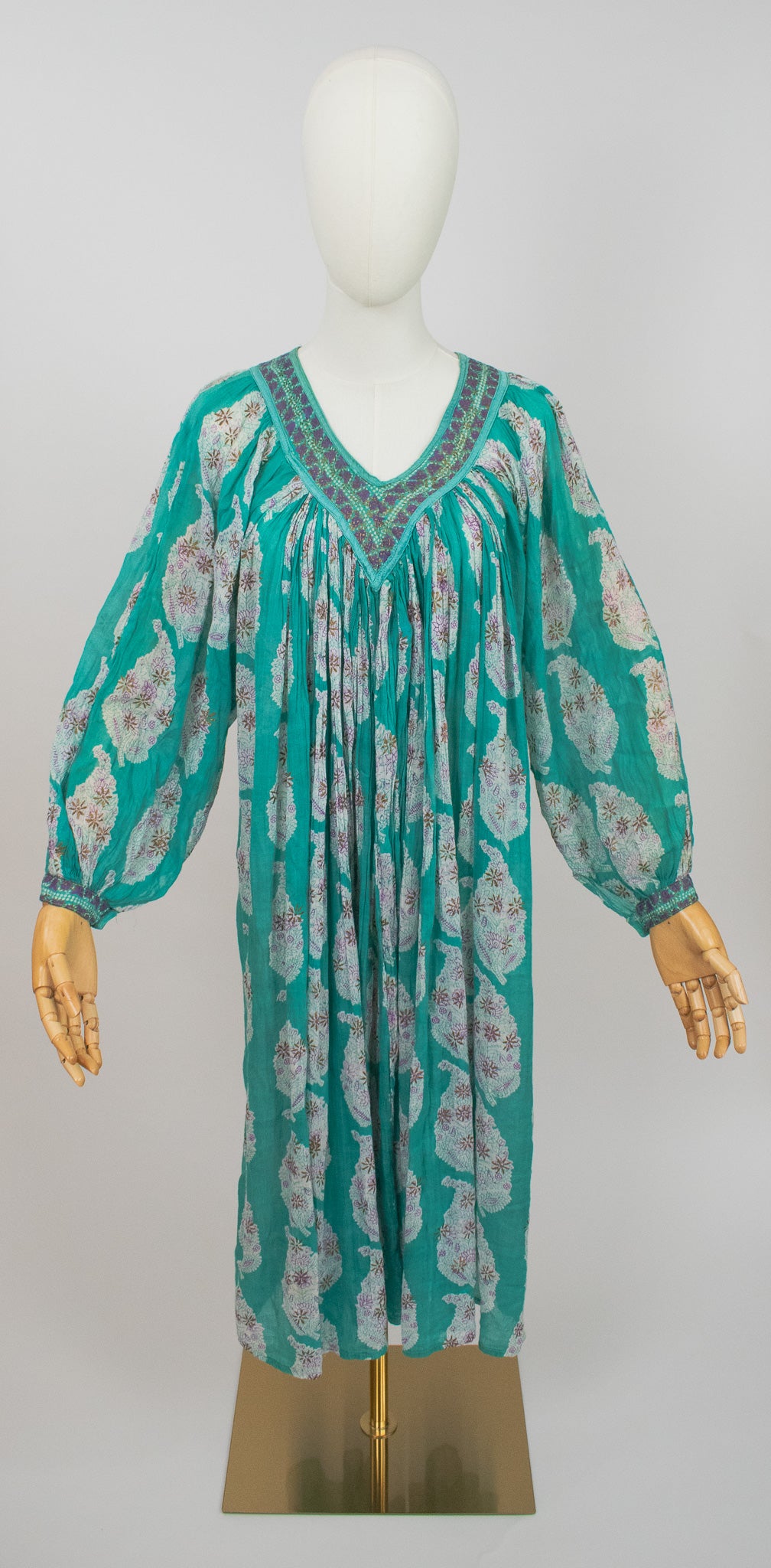 Vintage Her Excellency Indian Hand Block Printed Cotton Gauze Dress