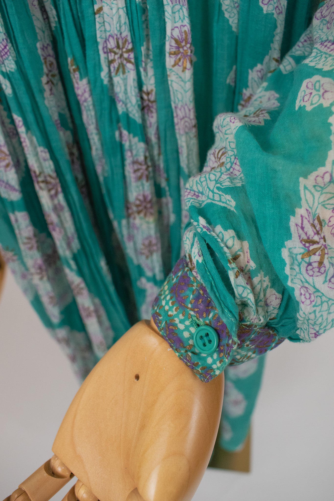 Vintage Her Excellency Indian Hand Block Printed Cotton Gauze Dress