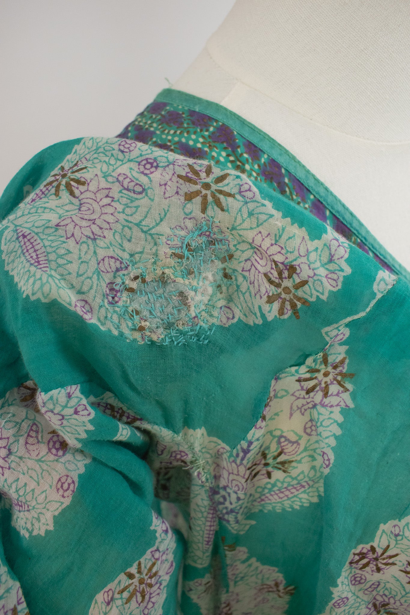 Vintage Her Excellency Indian Hand Block Printed Cotton Gauze Dress