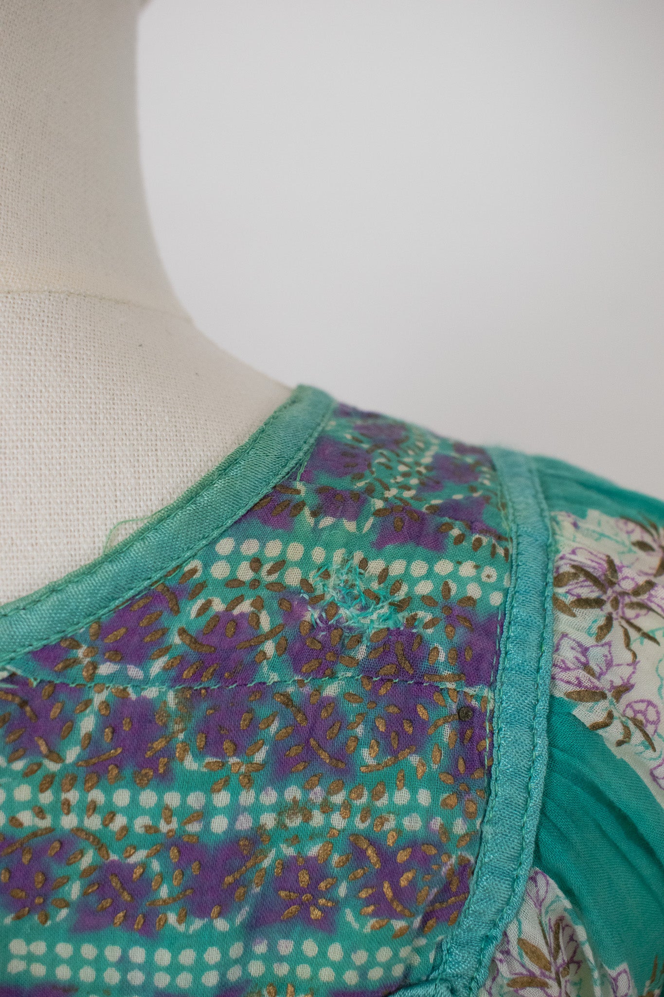 Vintage Her Excellency Indian Hand Block Printed Cotton Gauze Dress