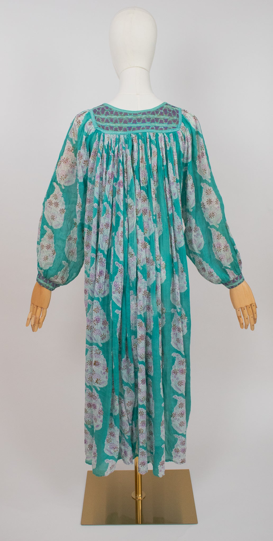 Vintage Her Excellency Indian Hand Block Printed Cotton Gauze Dress