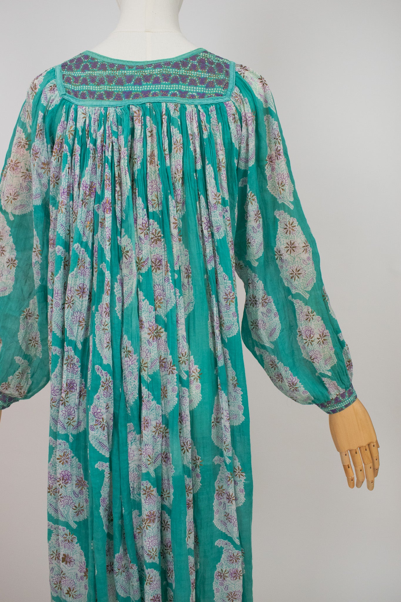Vintage Her Excellency Indian Hand Block Printed Cotton Gauze Dress