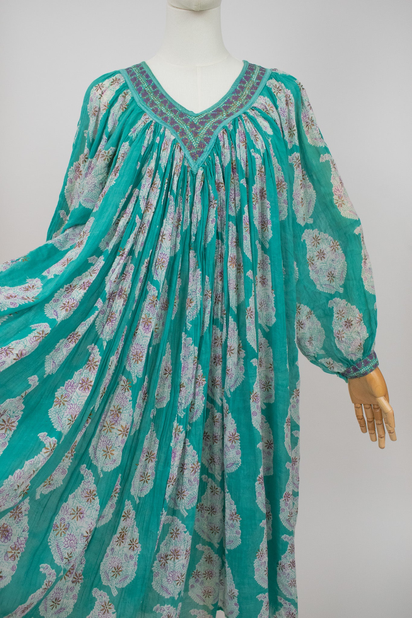 Vintage Her Excellency Indian Hand Block Printed Cotton Gauze Dress