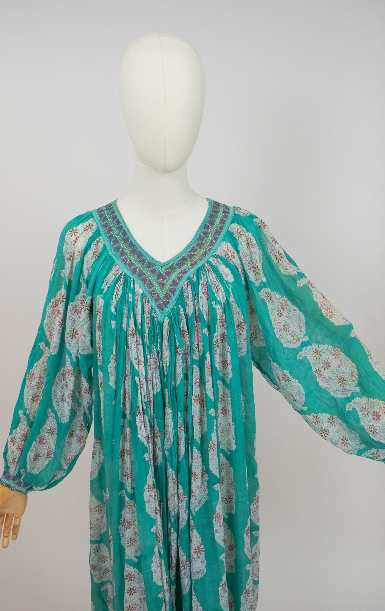 Vintage Her Excellency Indian Hand Block Printed Cotton Gauze Dress