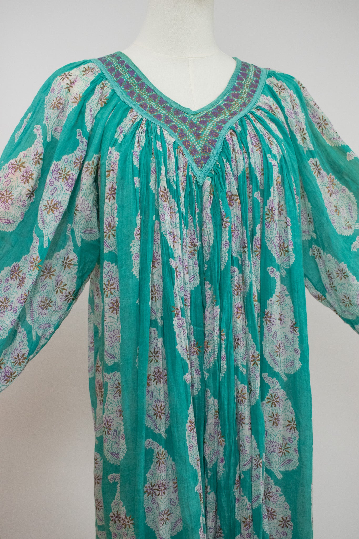 Vintage Her Excellency Indian Hand Block Printed Cotton Gauze Dress