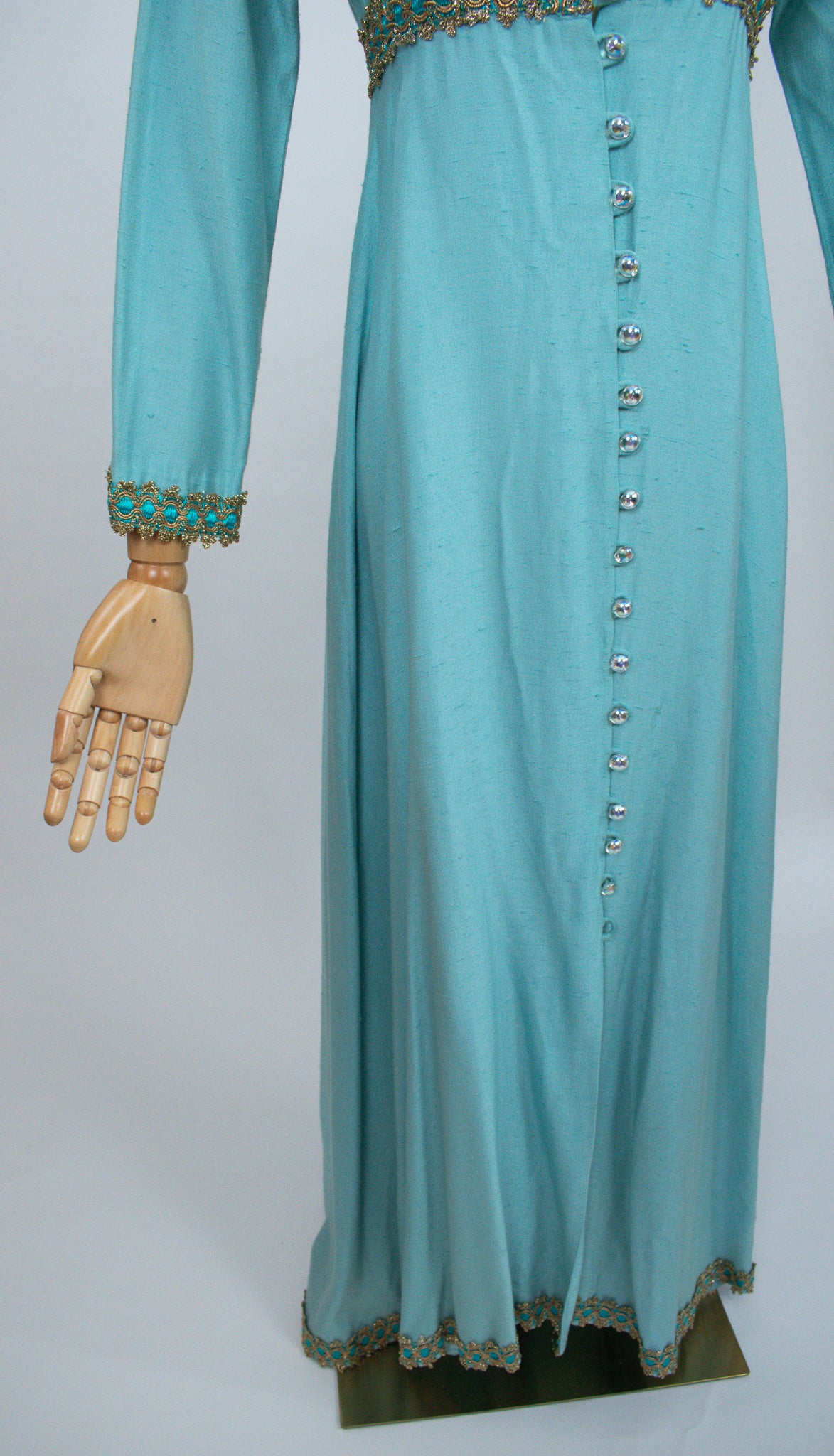 Vintage 1960s Turquoise Ethnic Style Jacket Dress