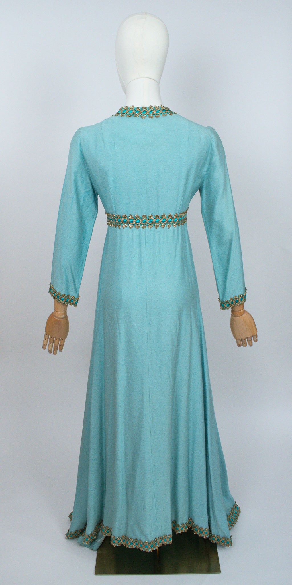 Vintage 1960s Turquoise Ethnic Style Jacket Dress