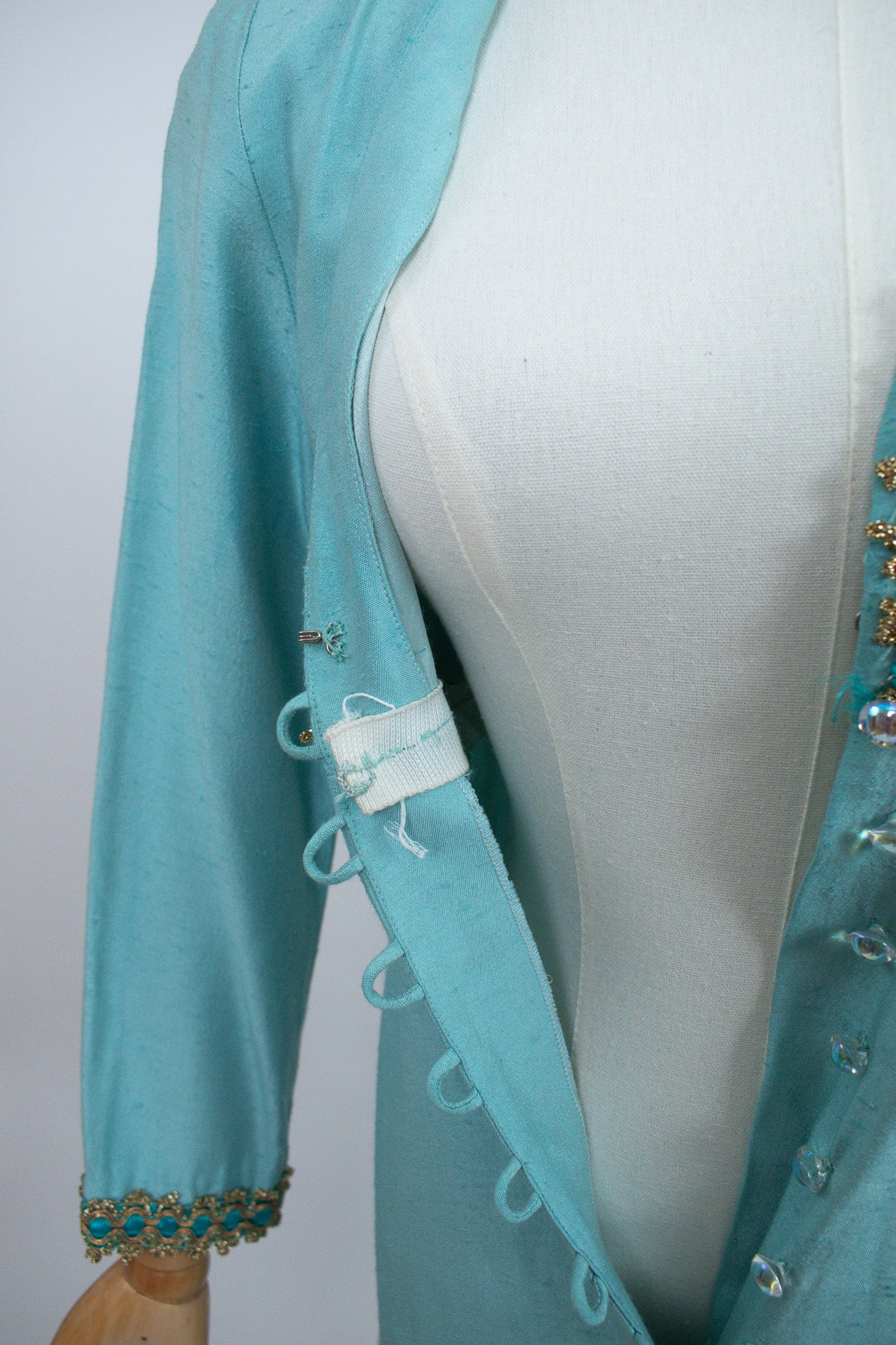 Vintage 1960s Turquoise Ethnic Style Jacket Dress