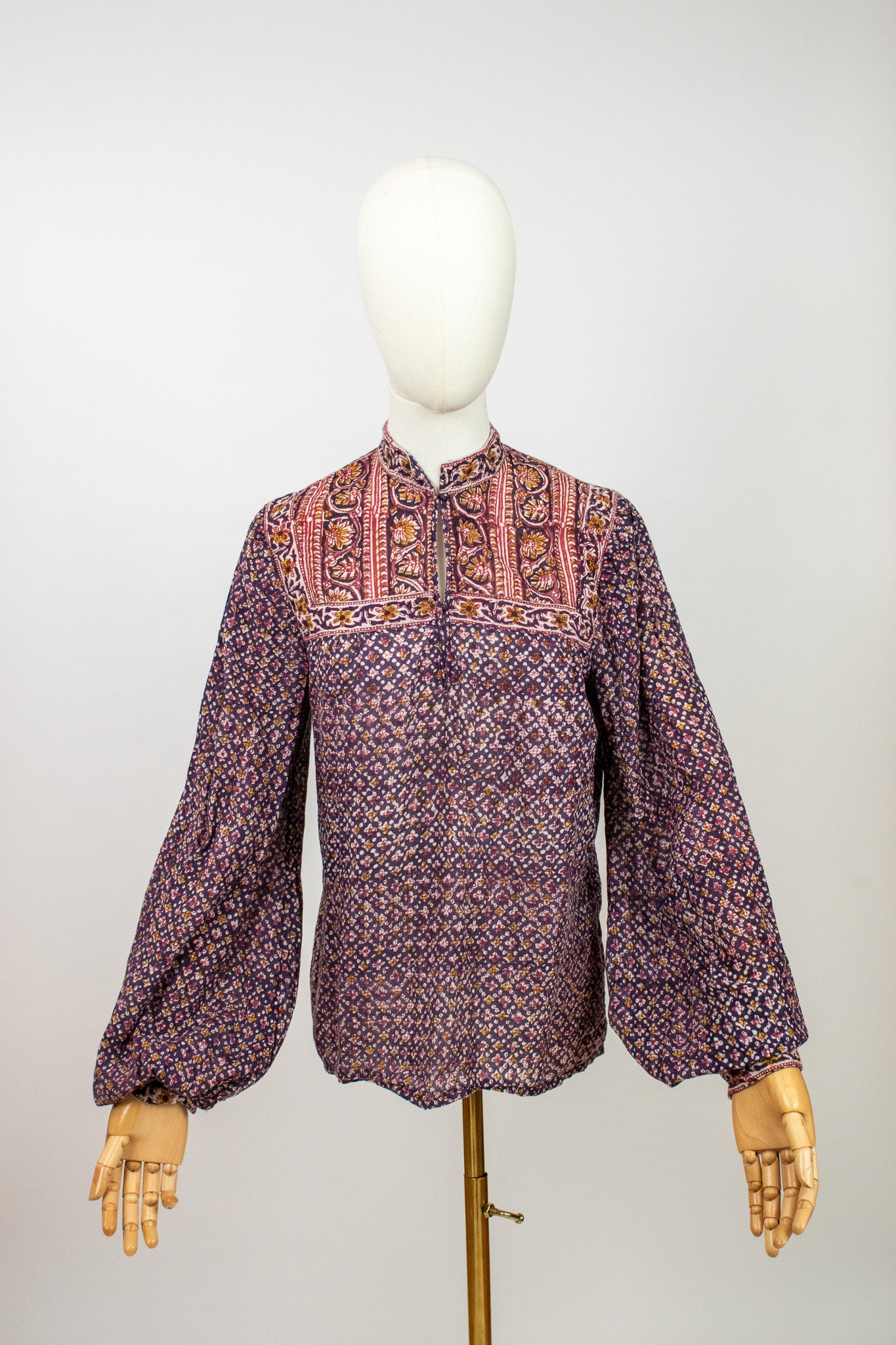 Vintage Anokhi Indian Hand Block Printed Cotton Blouse