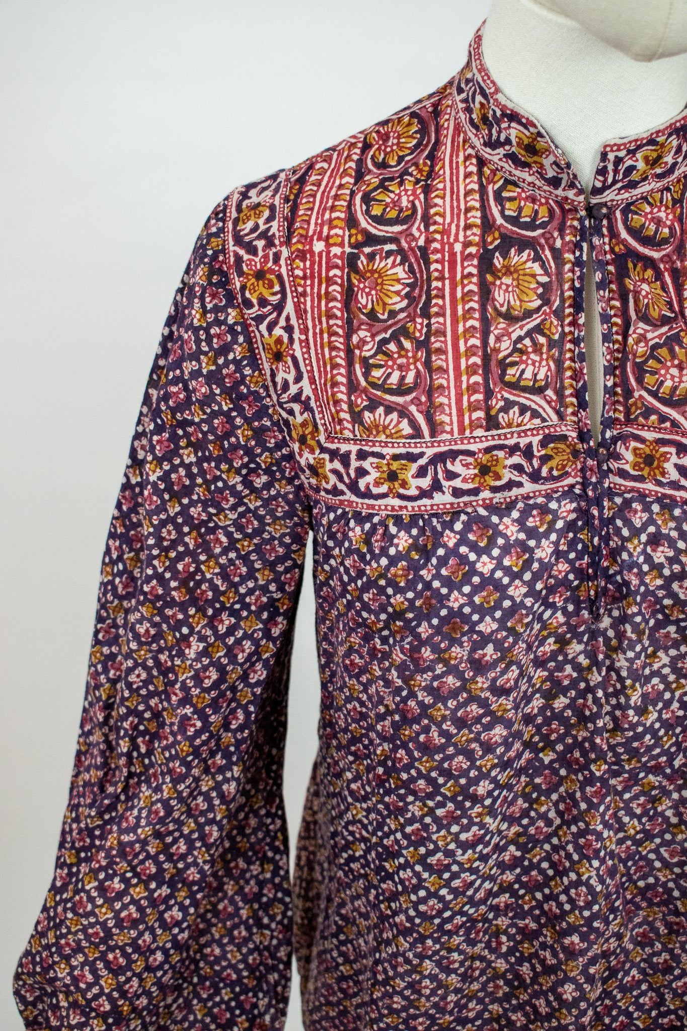 Vintage Anokhi Indian Hand Block Printed Cotton Blouse