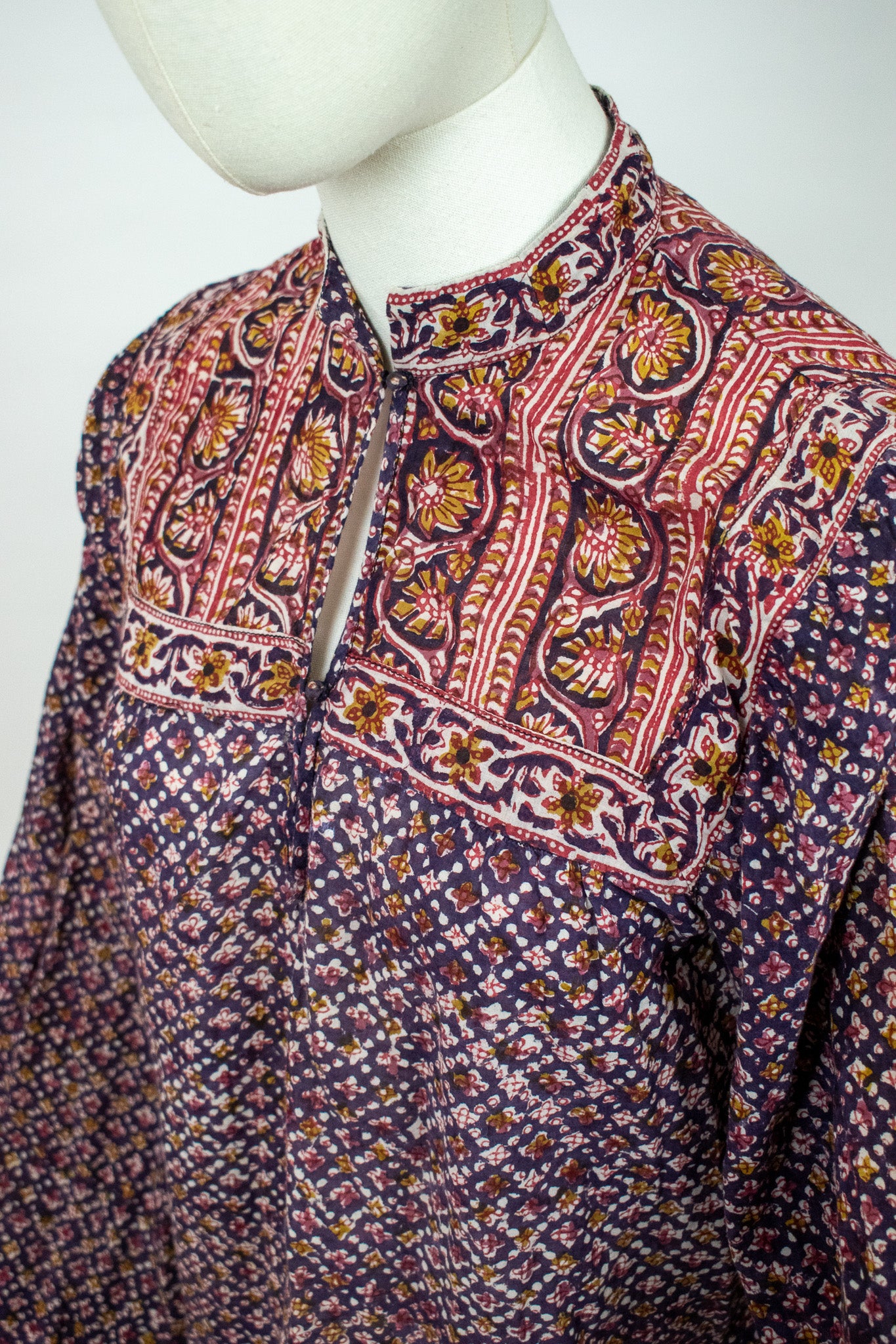 Vintage Anokhi Indian Hand Block Printed Cotton Blouse