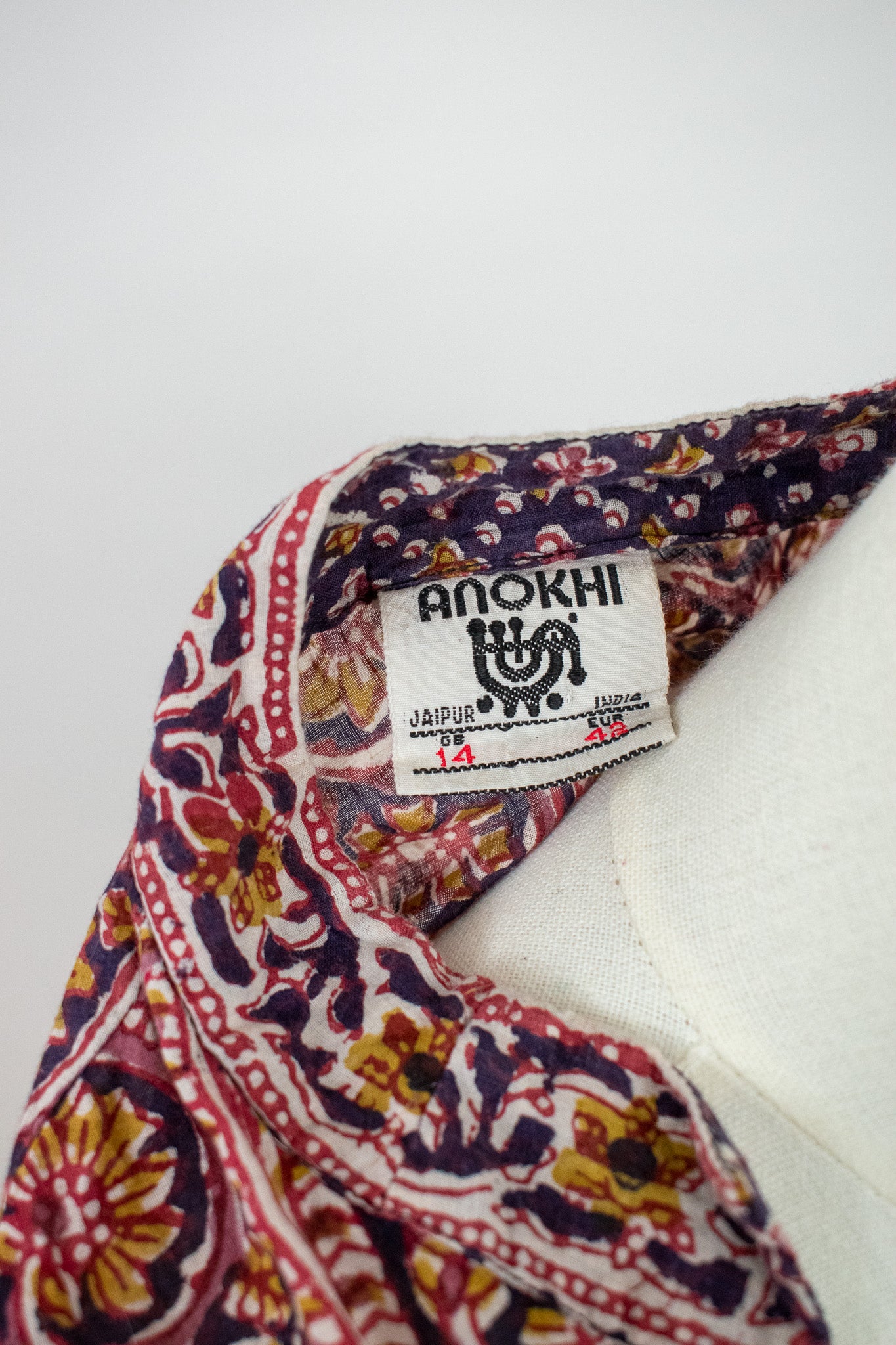 Vintage Anokhi Indian Hand Block Printed Cotton Blouse