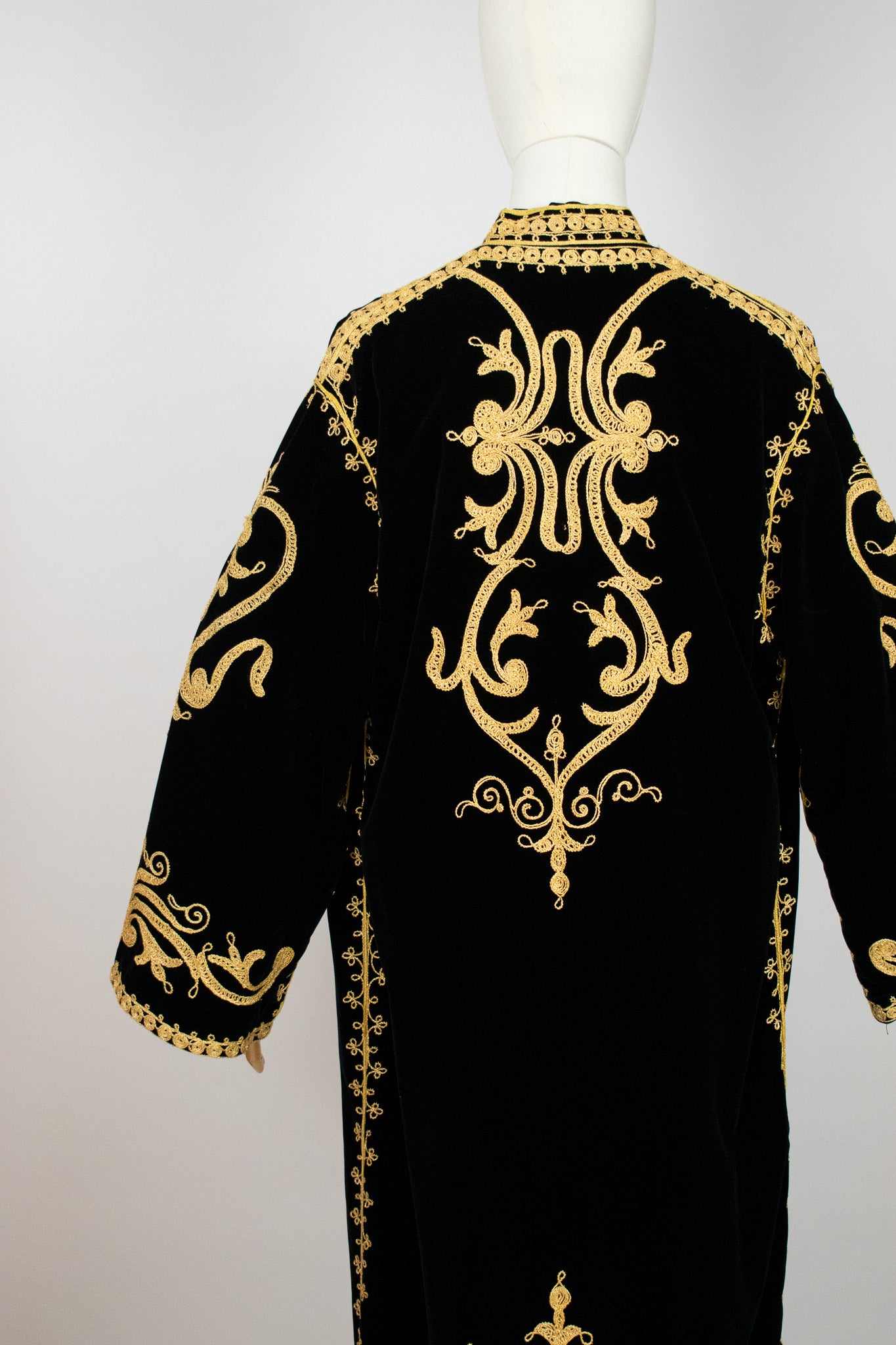 Vintage Eastern 1960s Velvet Embroidered Hippie Boho Jacket Coat Kaftan Robe.