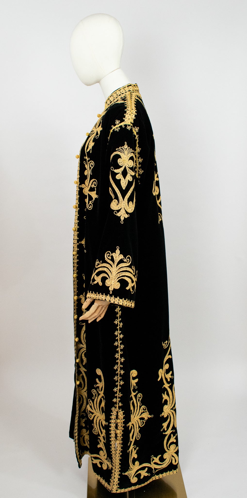 Vintage Eastern 1960s Velvet Embroidered Hippie Boho Jacket Coat Kaftan Robe.