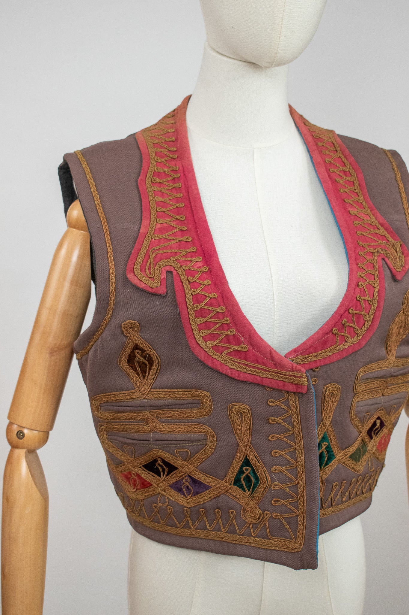 Vintage Afghan Ottoman 1960s Embroidered Vest Waistcoat