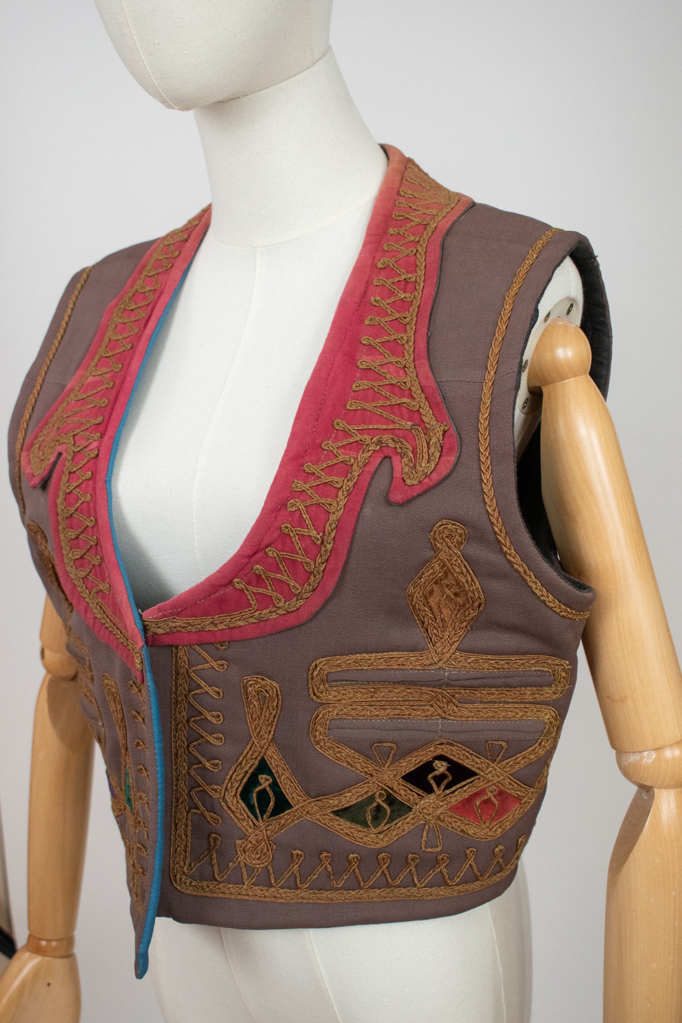 Vintage Afghan Ottoman 1960s Embroidered Vest Waistcoat