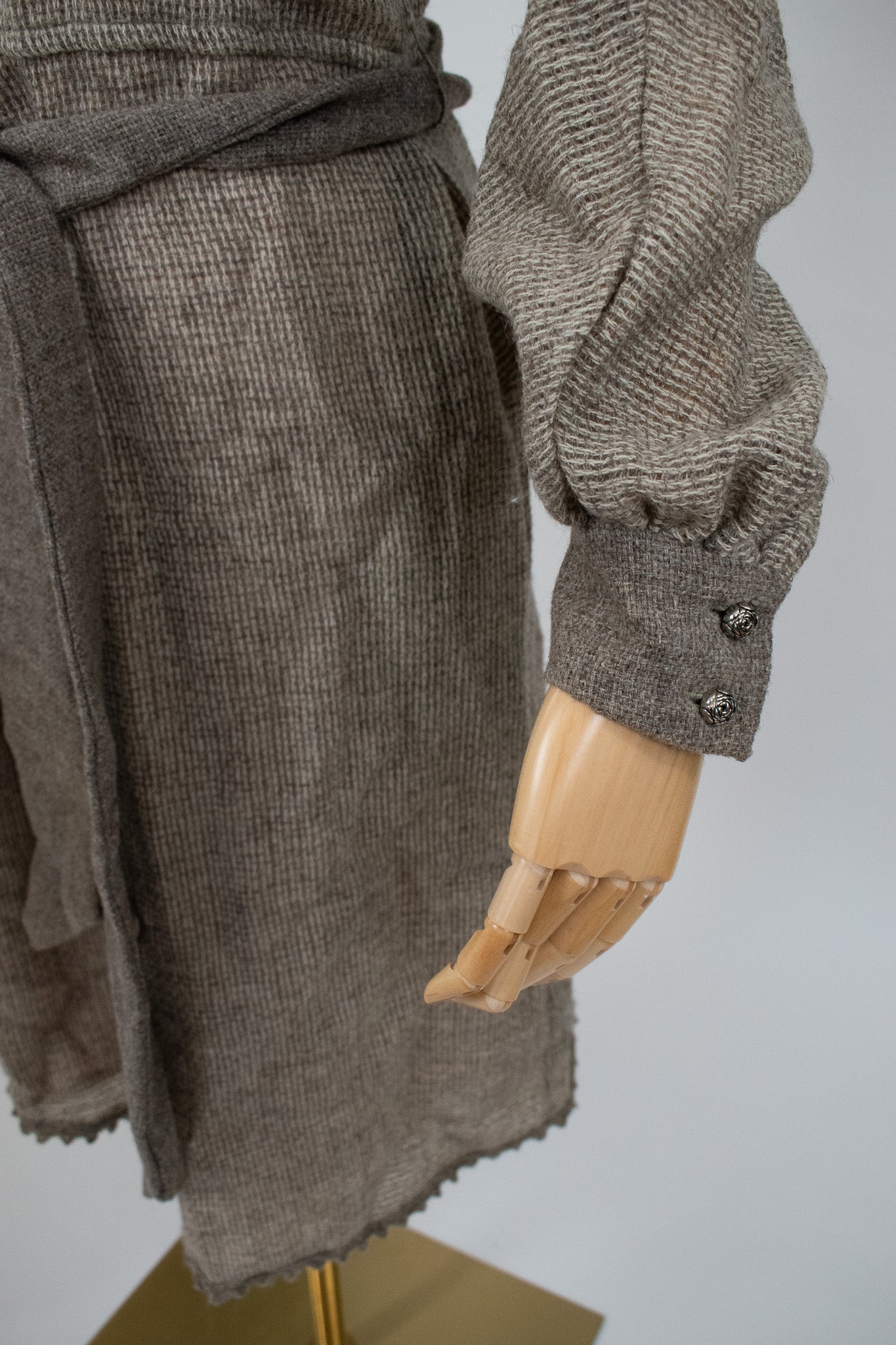 Vintage 1970s Grey Anna Roose Jacob Sheep Woollen Dress