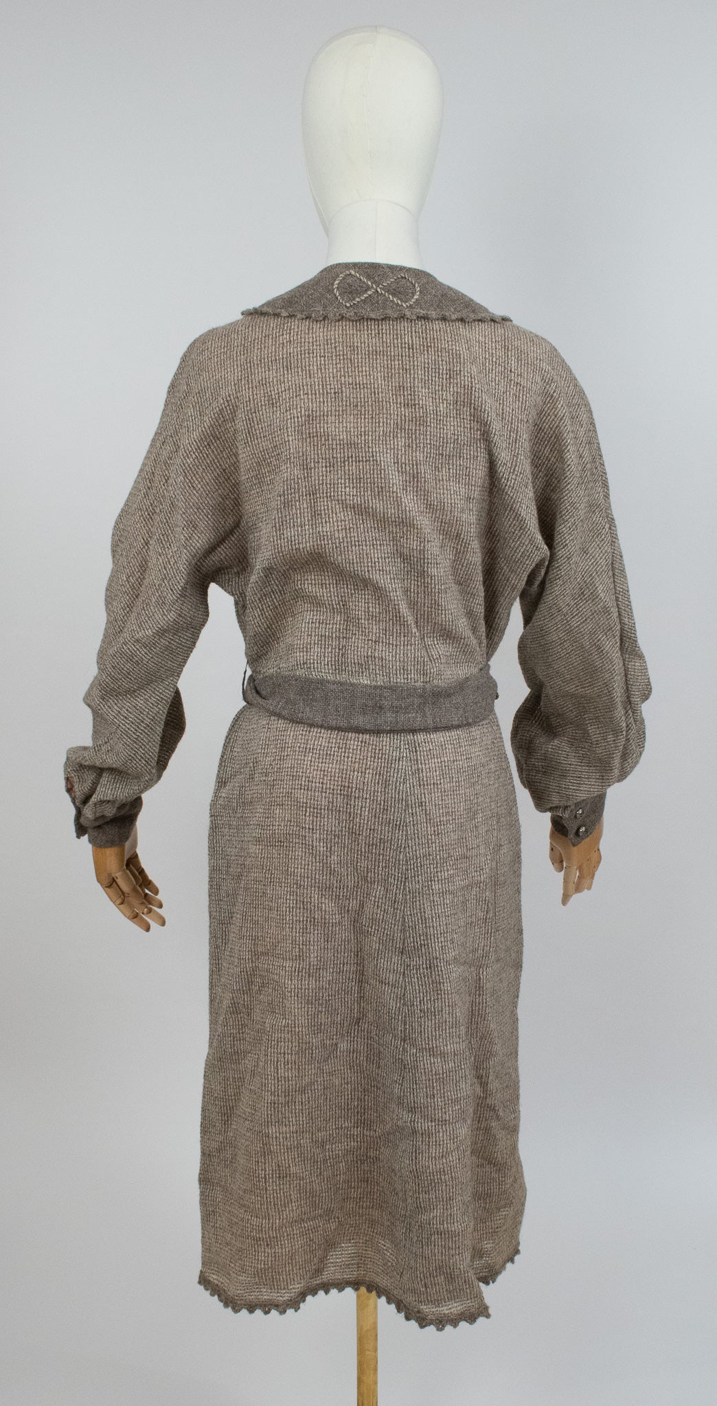 Vintage 1970s Grey Anna Roose Jacob Sheep Woollen Dress