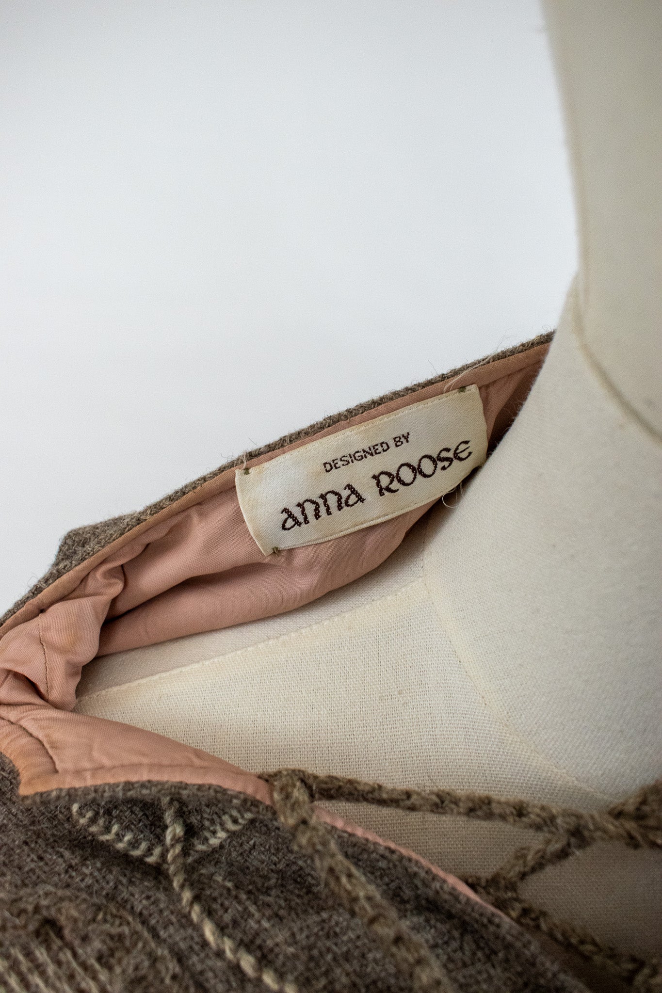 Vintage 1970s Grey Anna Roose Jacob Sheep Woollen Dress