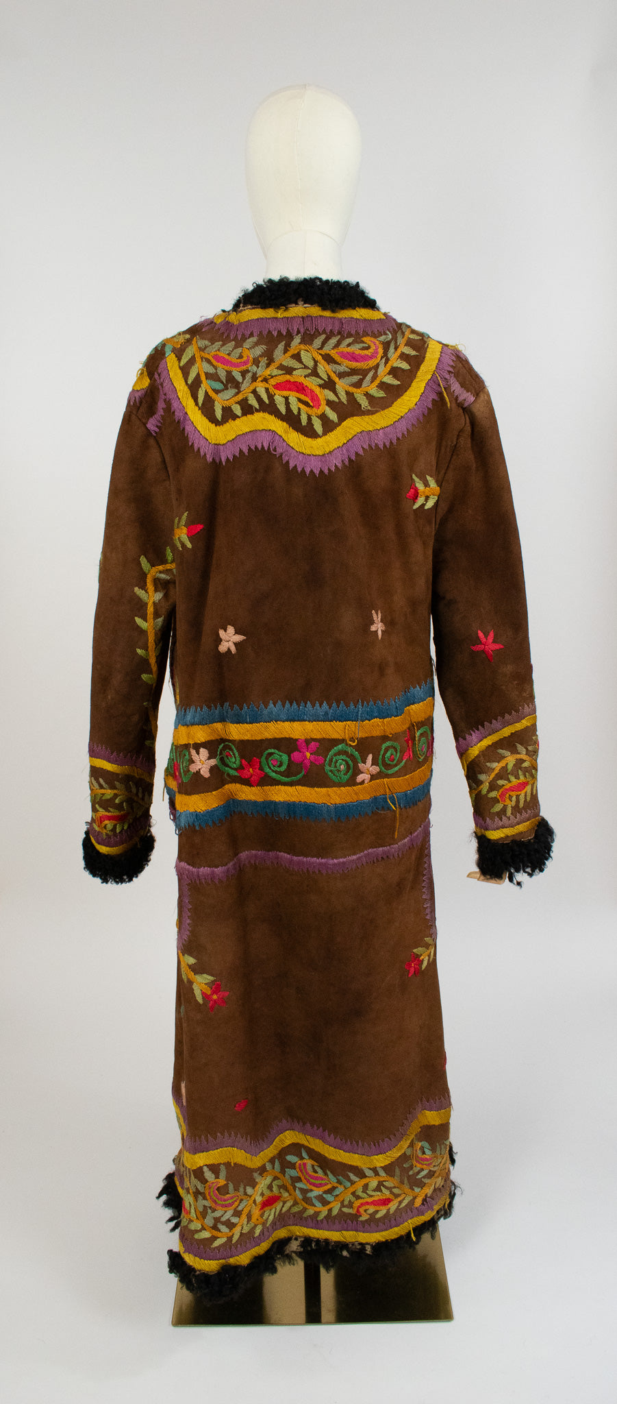 Very Rare Large Vintage 1970's Silk Embroidered Afghan Coat