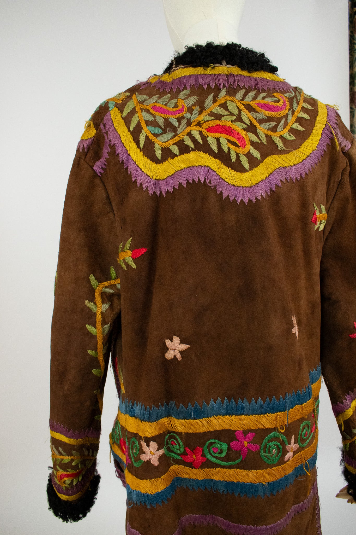 Very Rare Large Vintage 1970's Silk Embroidered Afghan Coat