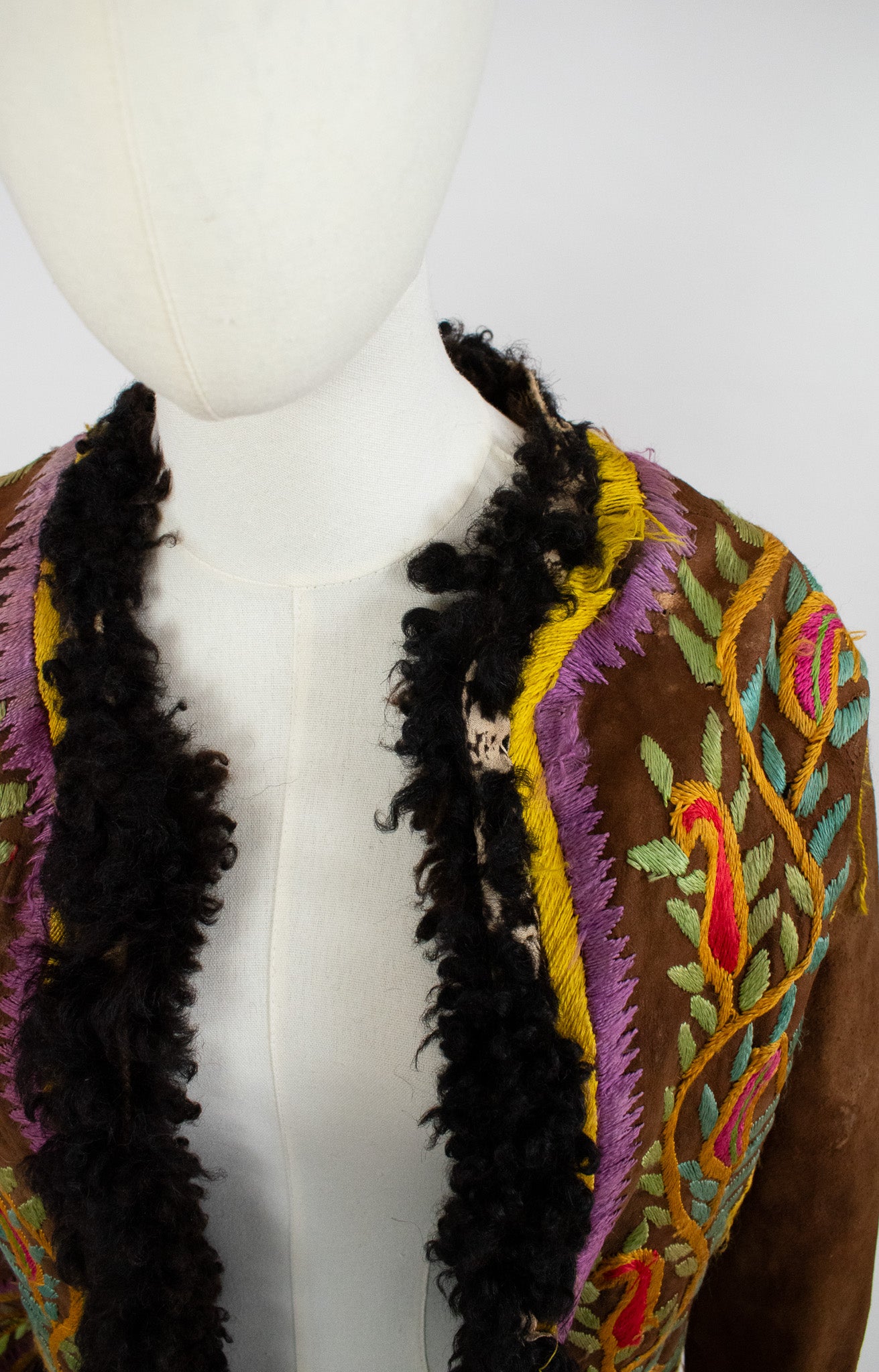 Very Rare Large Vintage 1970's Silk Embroidered Afghan Coat