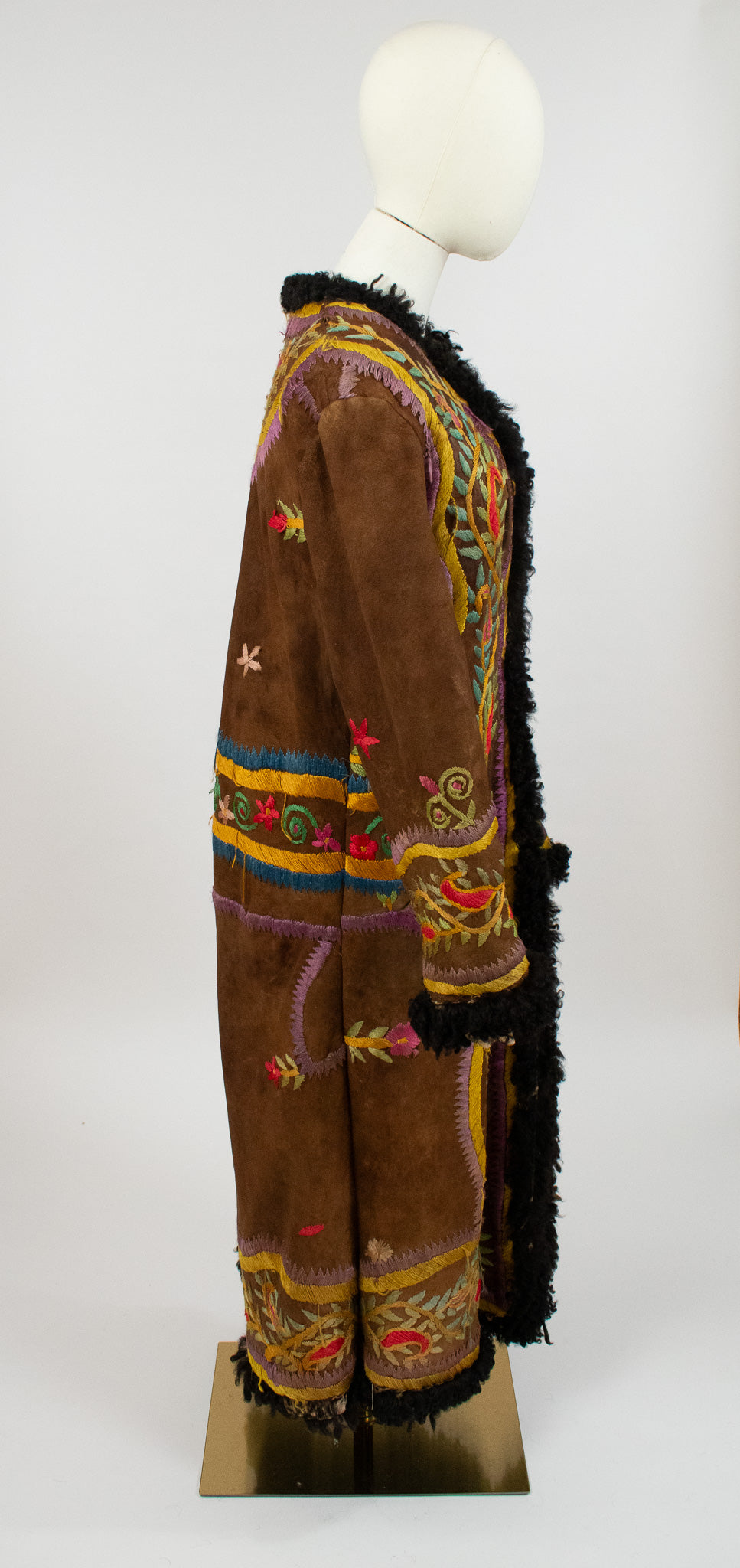 Very Rare Large Vintage 1970's Silk Embroidered Afghan Coat