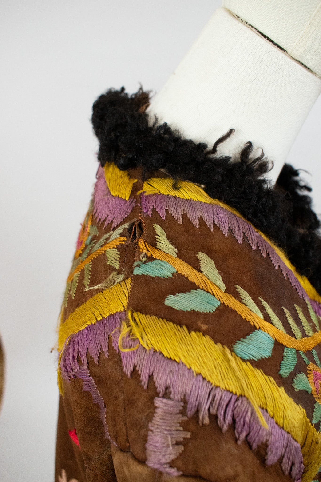 Very Rare Large Vintage 1970's Silk Embroidered Afghan Coat