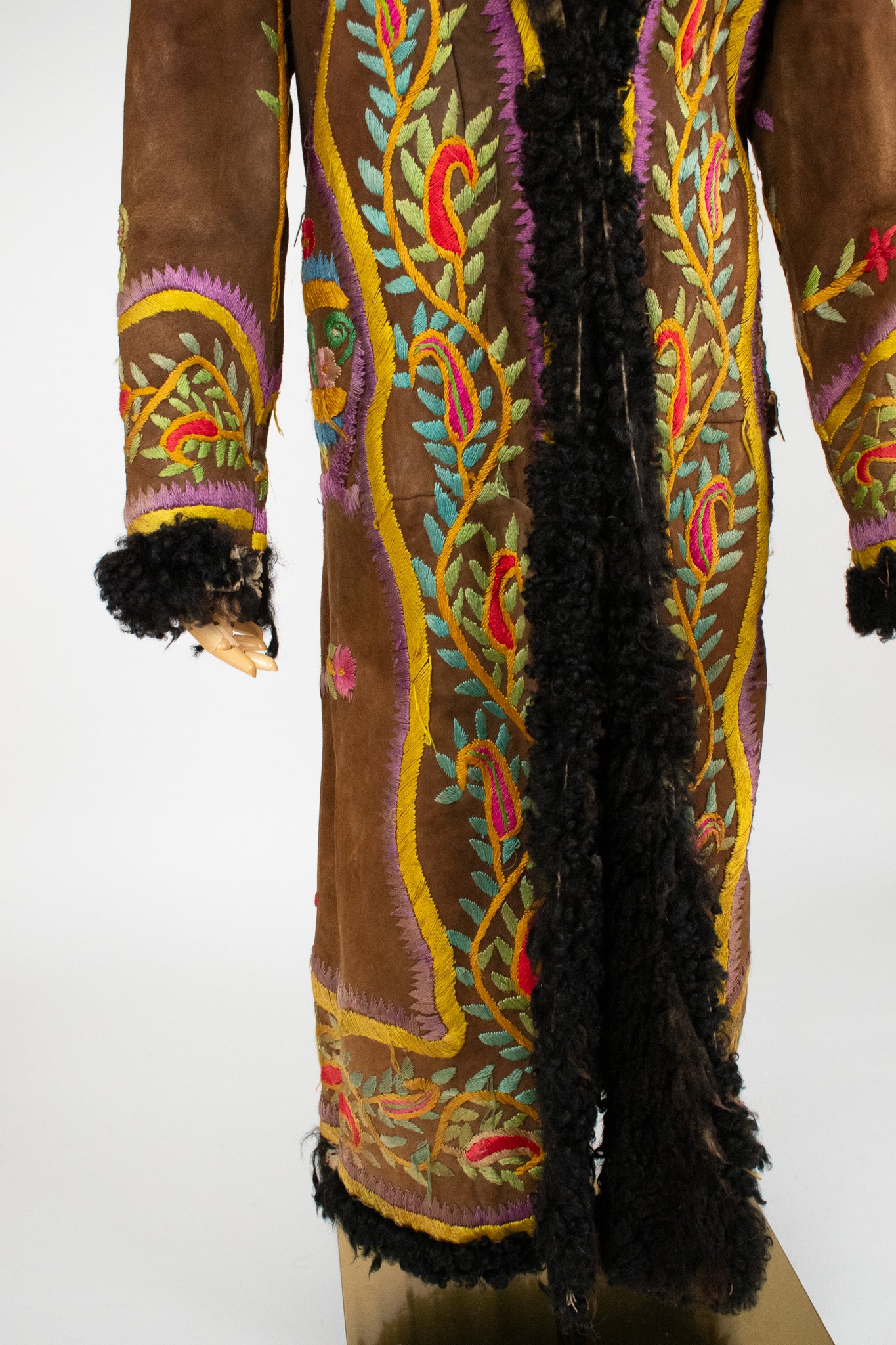 Very Rare Large Vintage 1970's Silk Embroidered Afghan Coat