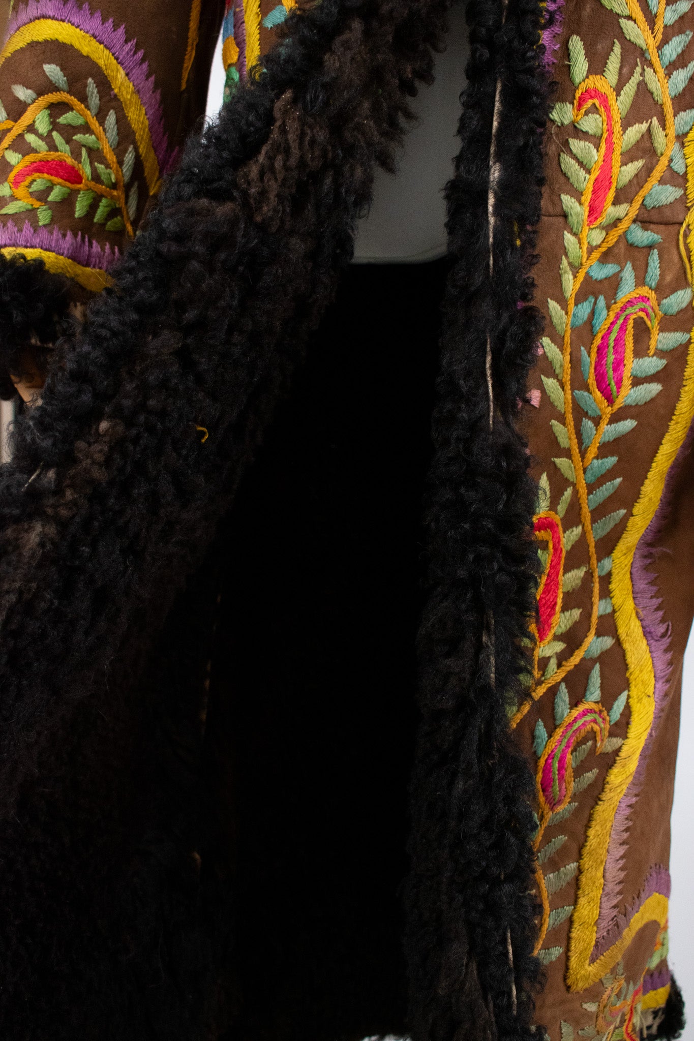 Very Rare Large Vintage 1970's Silk Embroidered Afghan Coat
