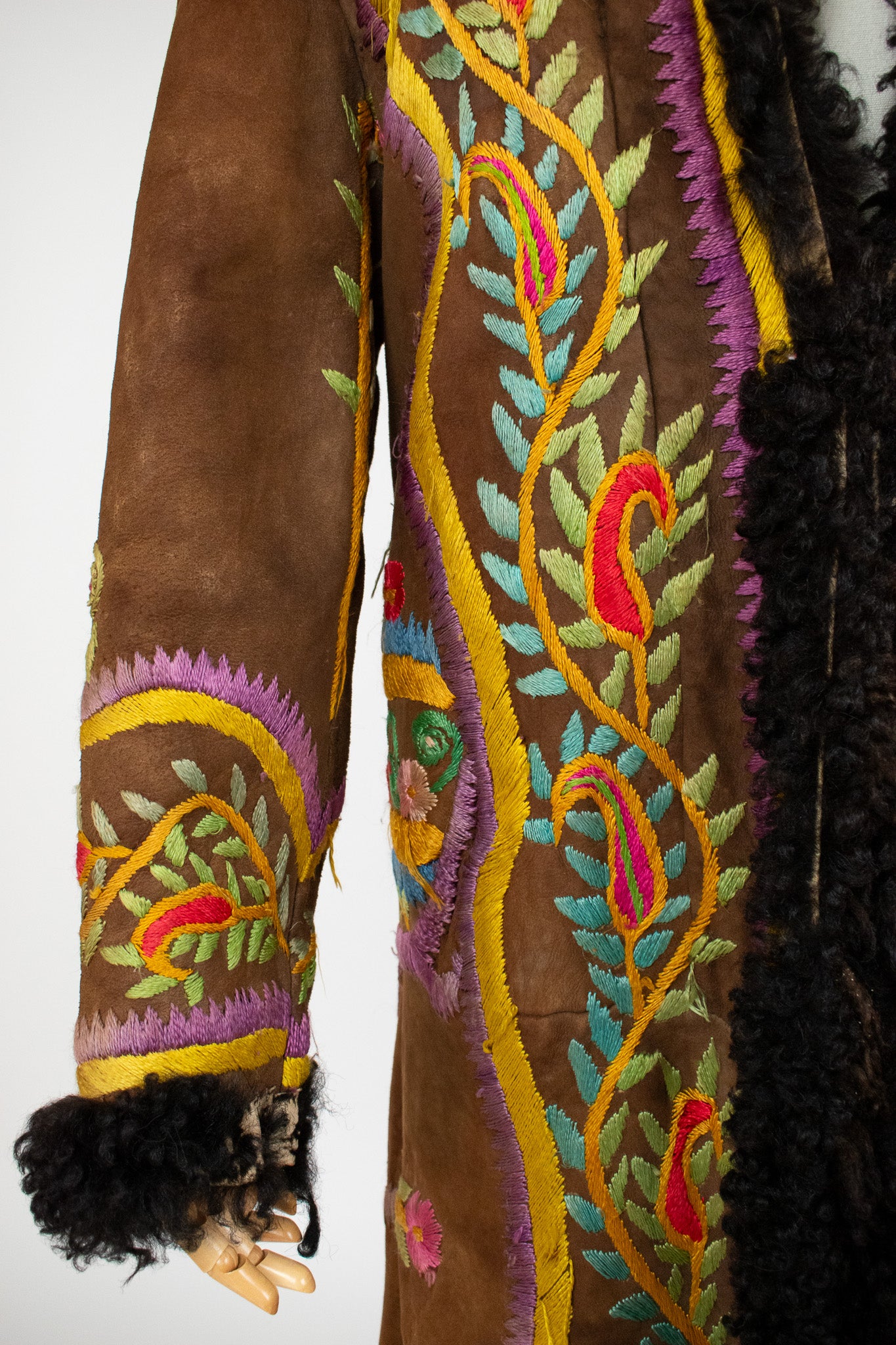 Very Rare Large Vintage 1970's Silk Embroidered Afghan Coat
