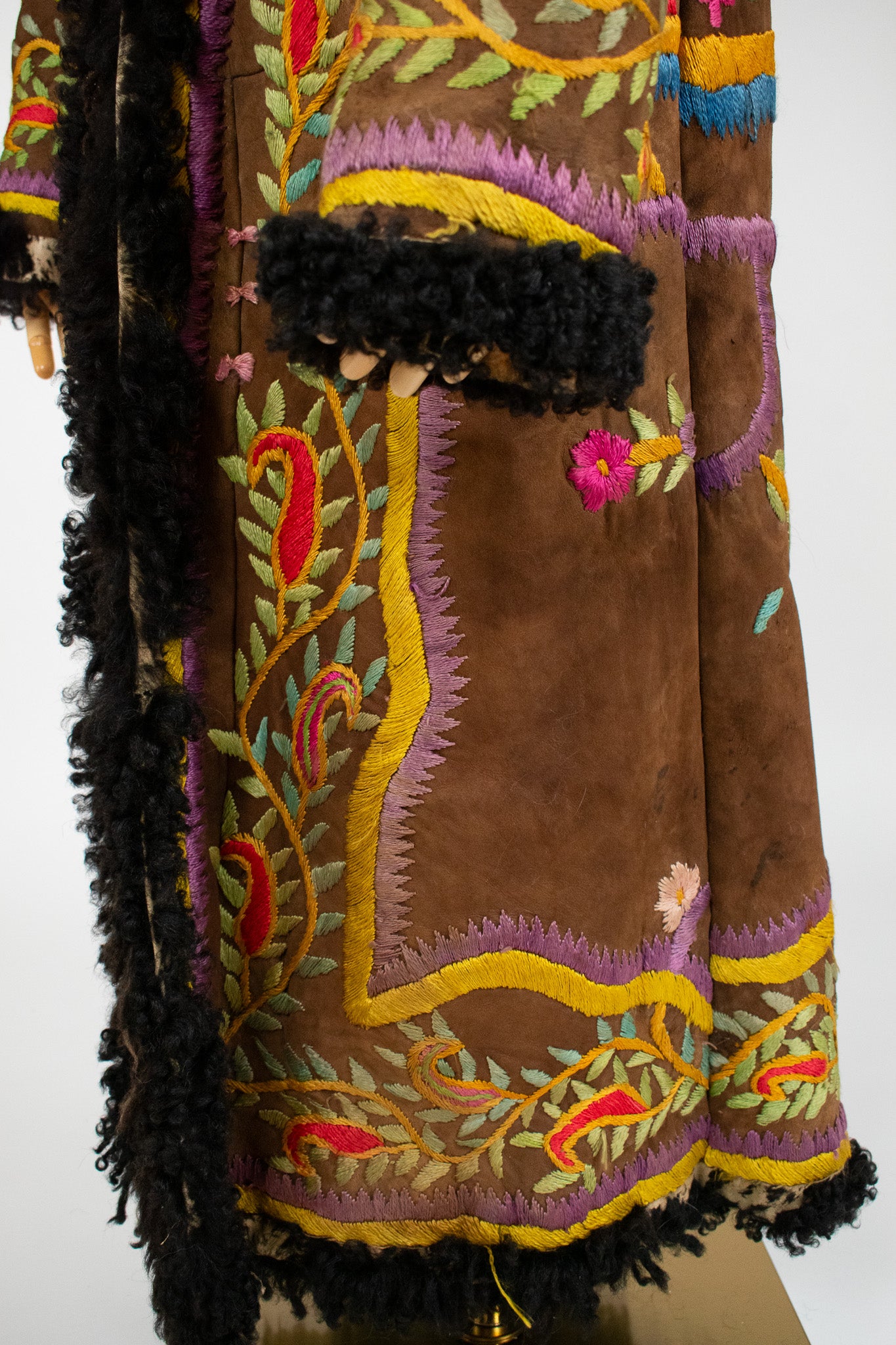 Very Rare Large Vintage 1970's Silk Embroidered Afghan Coat