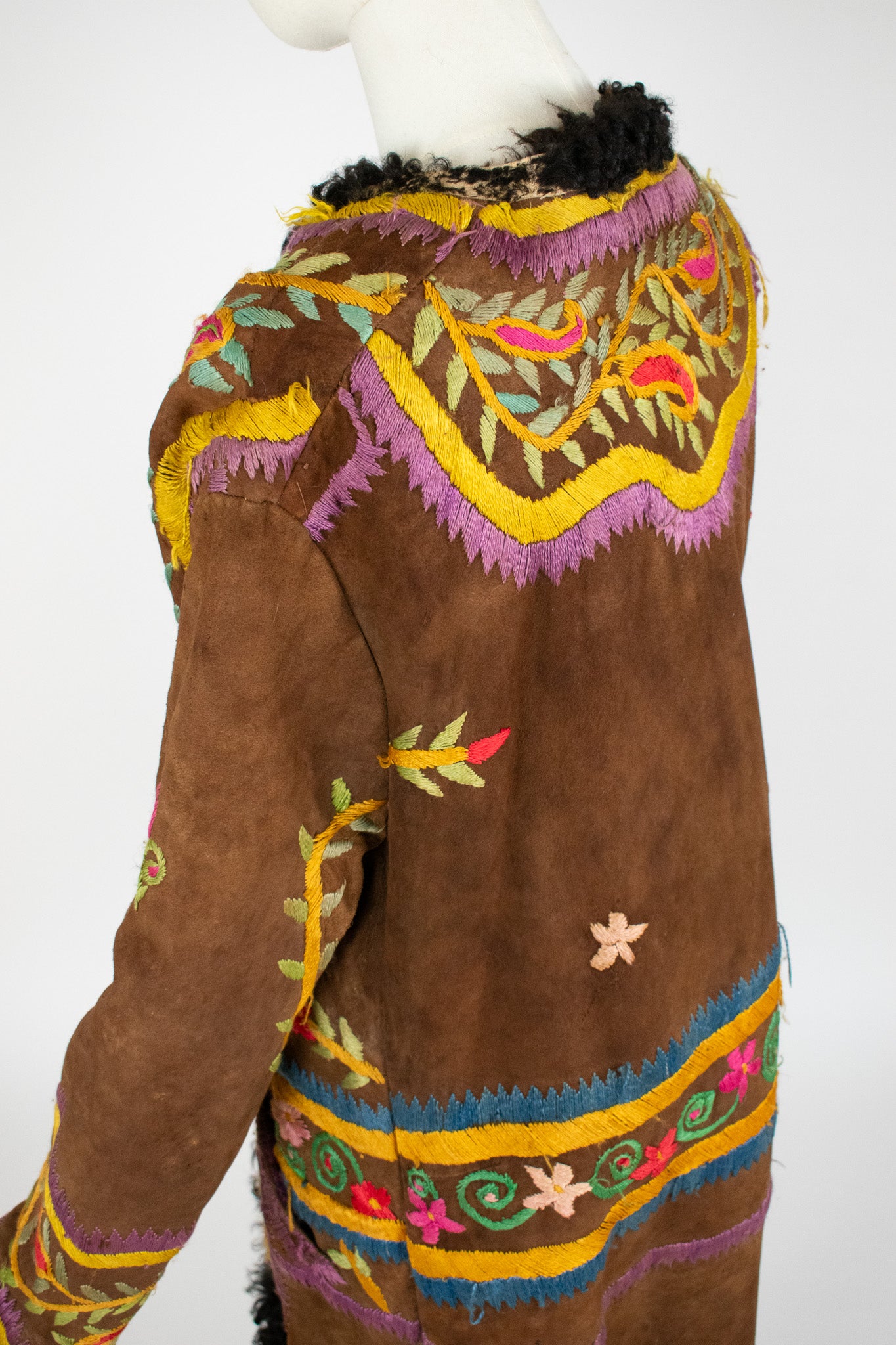 Very Rare Large Vintage 1970's Silk Embroidered Afghan Coat