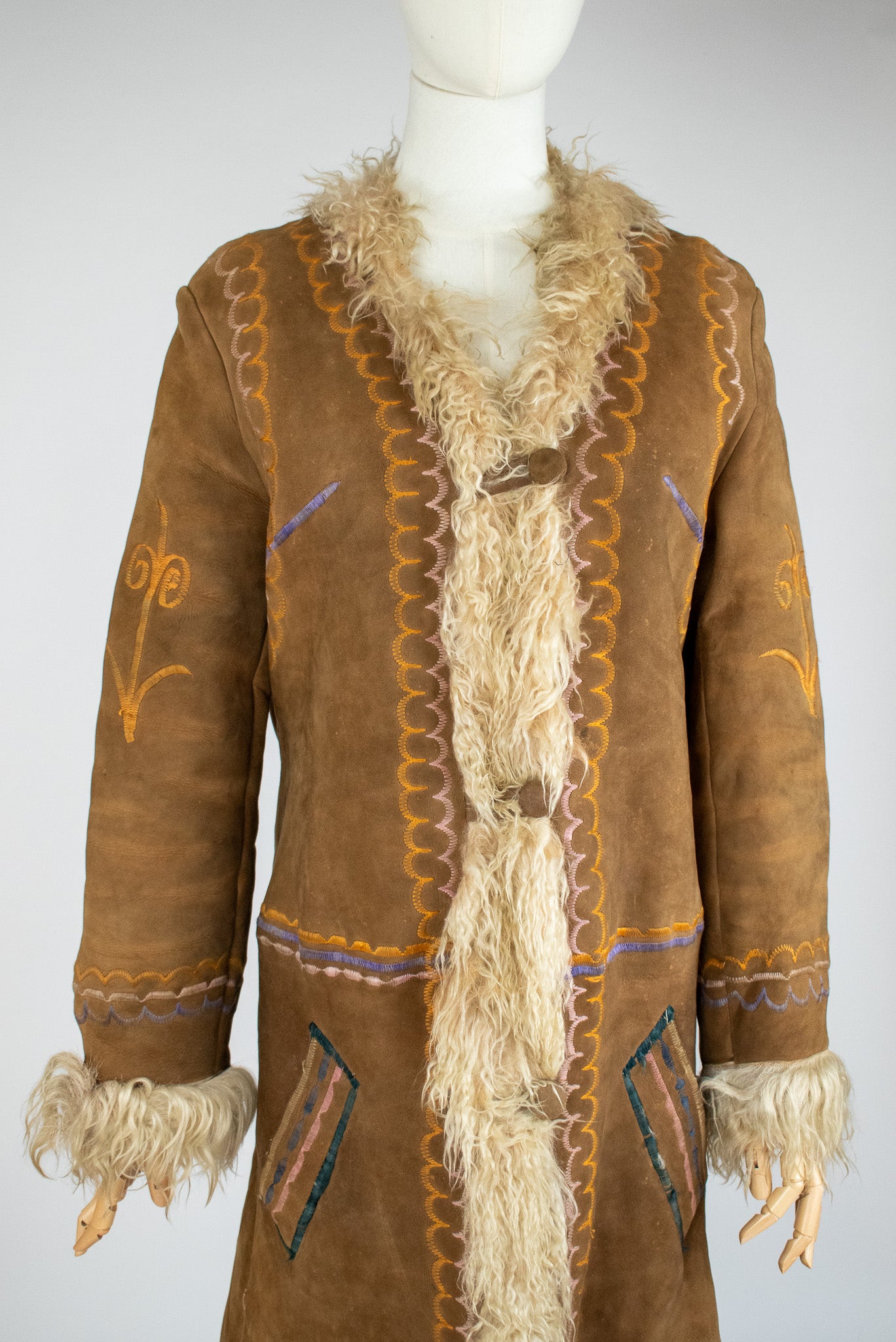 Rare Vintage 1960's Butterfly Silk Embroidered Afghan Coat