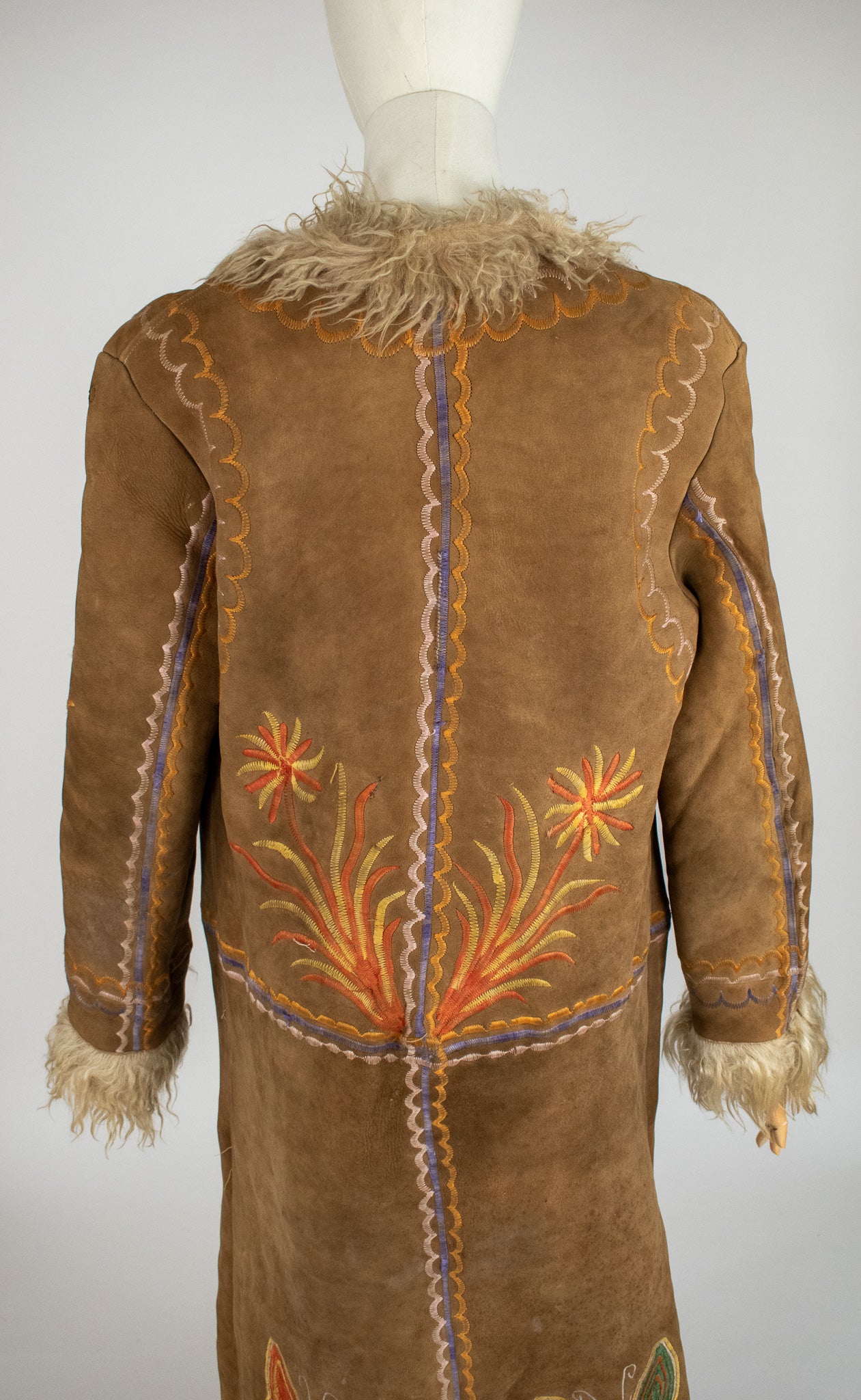 Rare Vintage 1960's Butterfly Silk Embroidered Afghan Coat