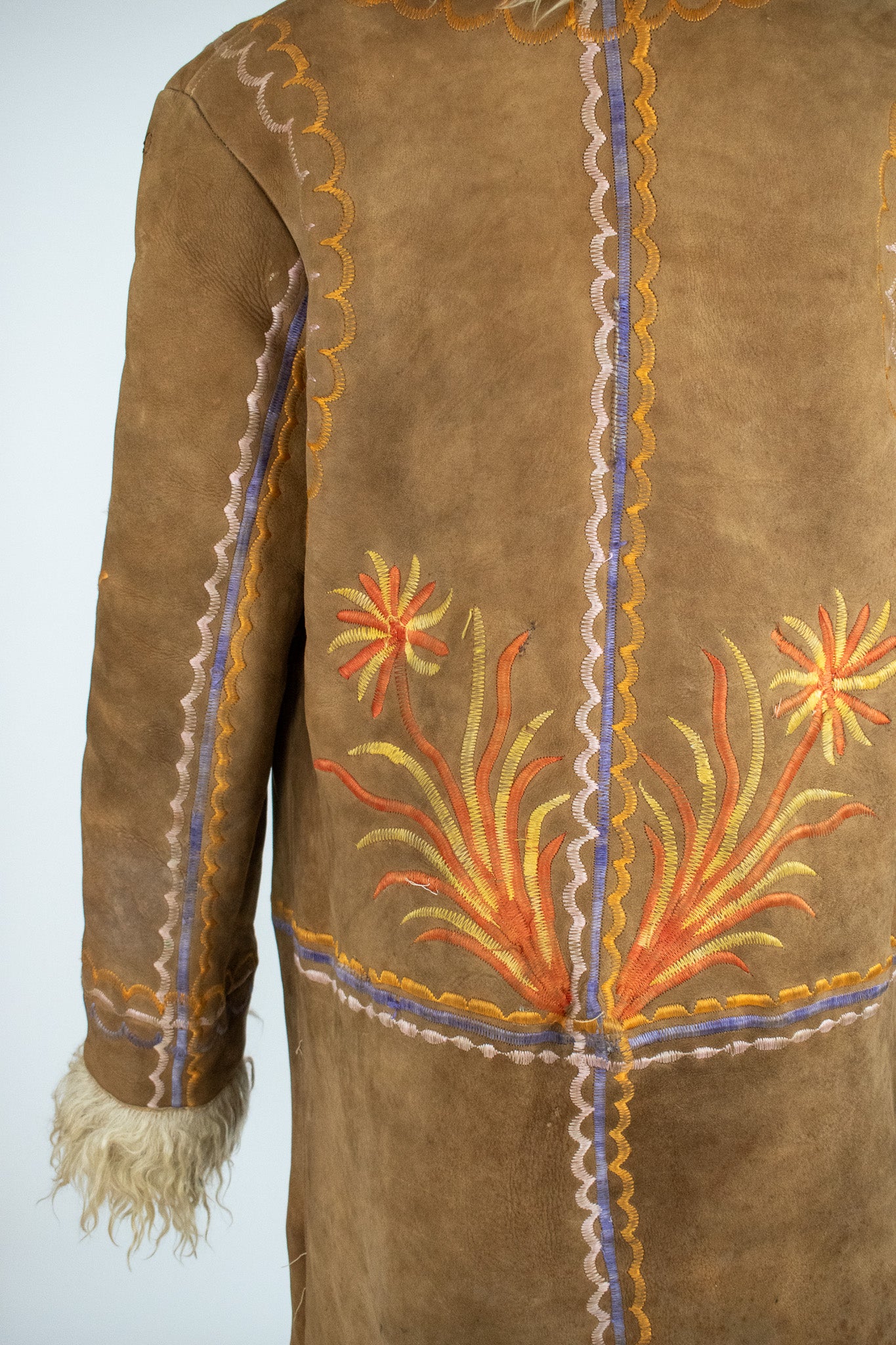 Rare Vintage 1960's Butterfly Silk Embroidered Afghan Coat