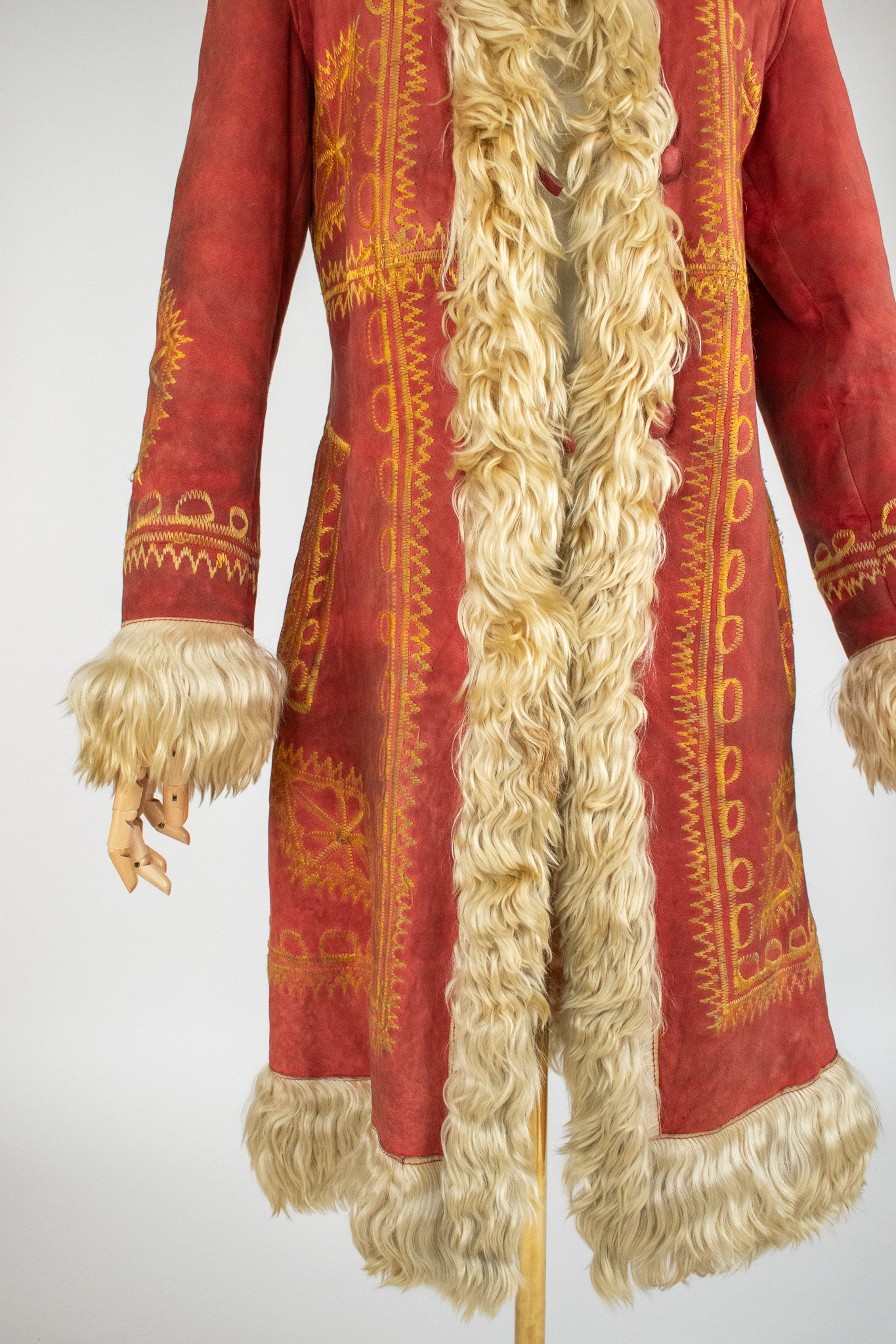 Rare Vintage Red 1960's Silk Embroidered Afghan Coat