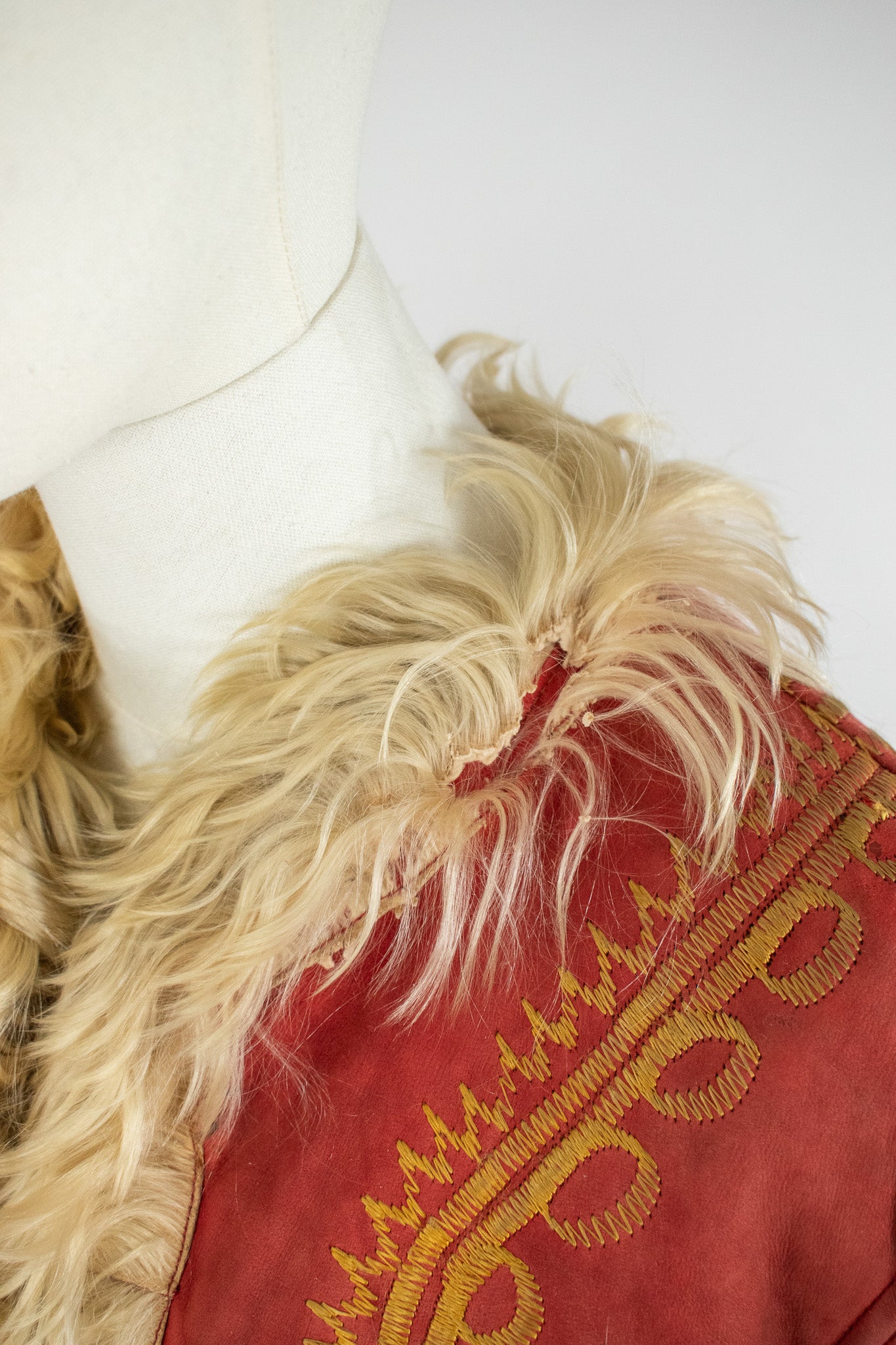 Rare Vintage Red 1960's Silk Embroidered Afghan Coat