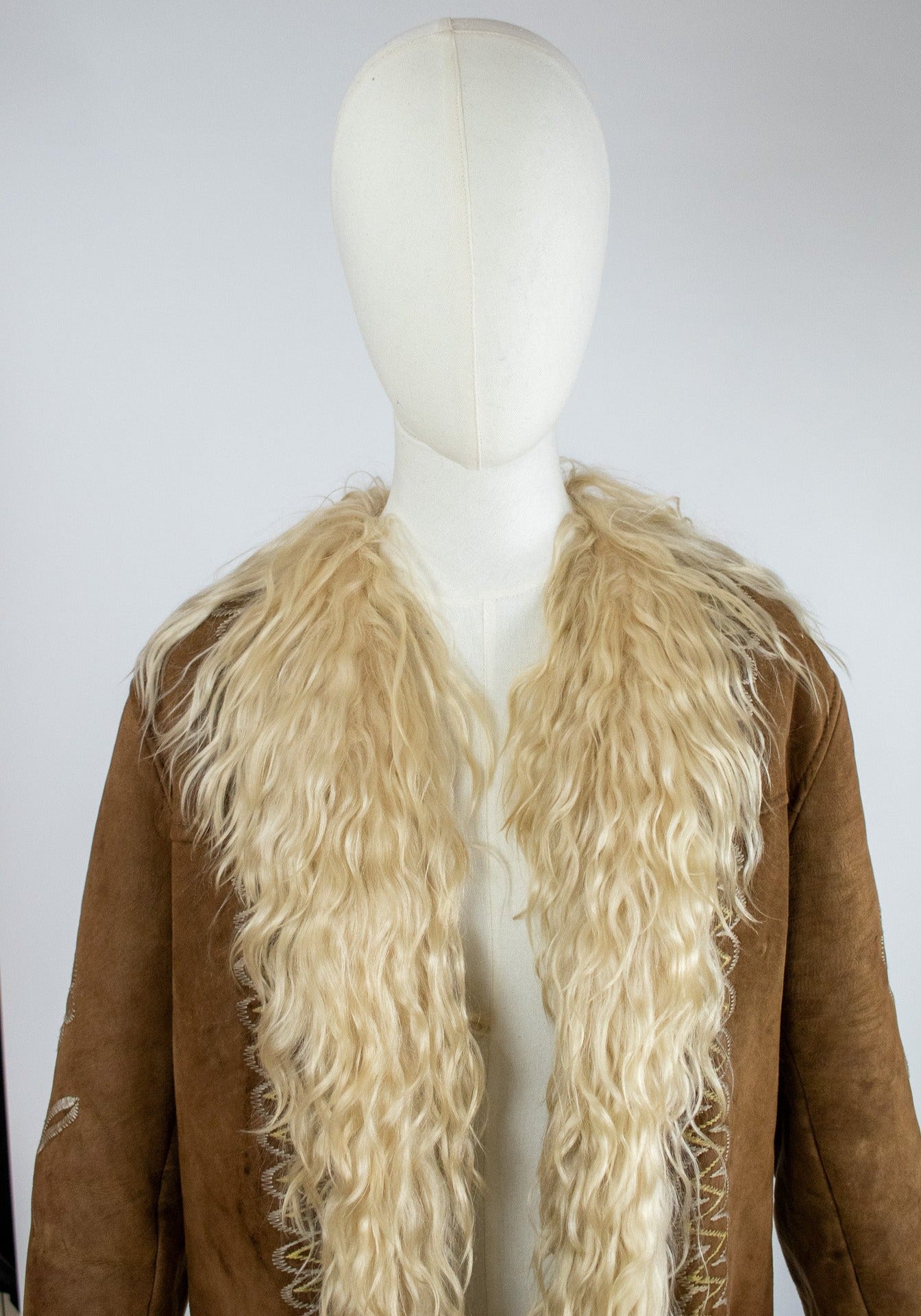 Rare Vintage Large 1960's Silk Embroidered Afghan Coat