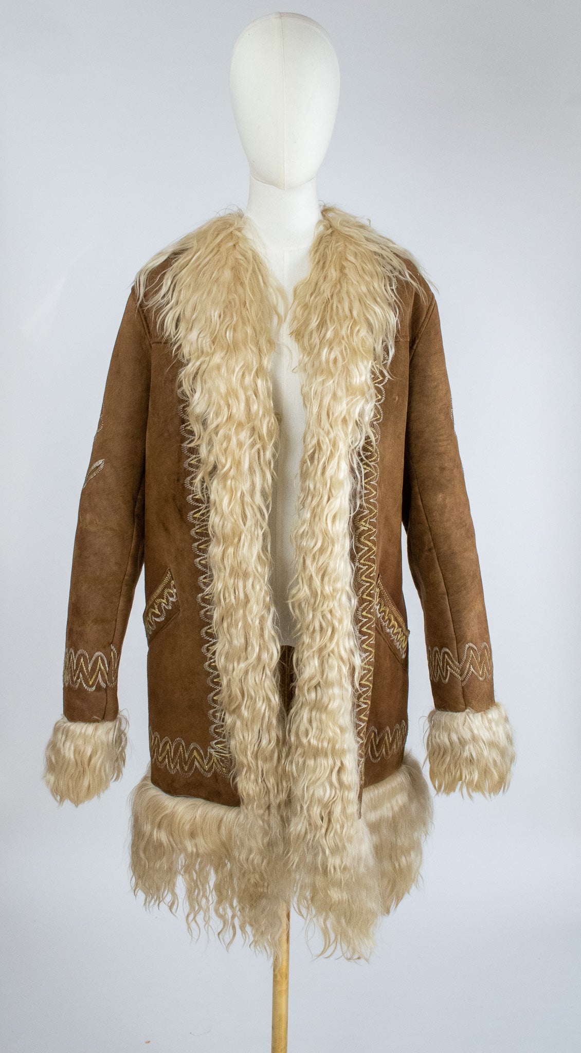 Rare Vintage Large 1960's Silk Embroidered Afghan Coat