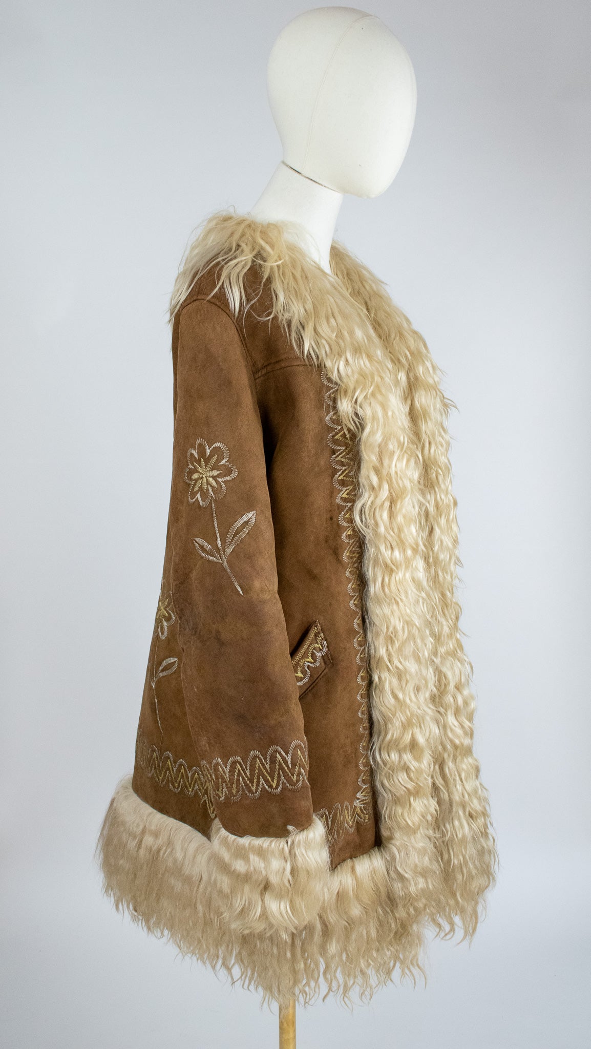 Rare Vintage Large 1960's Silk Embroidered Afghan Coat