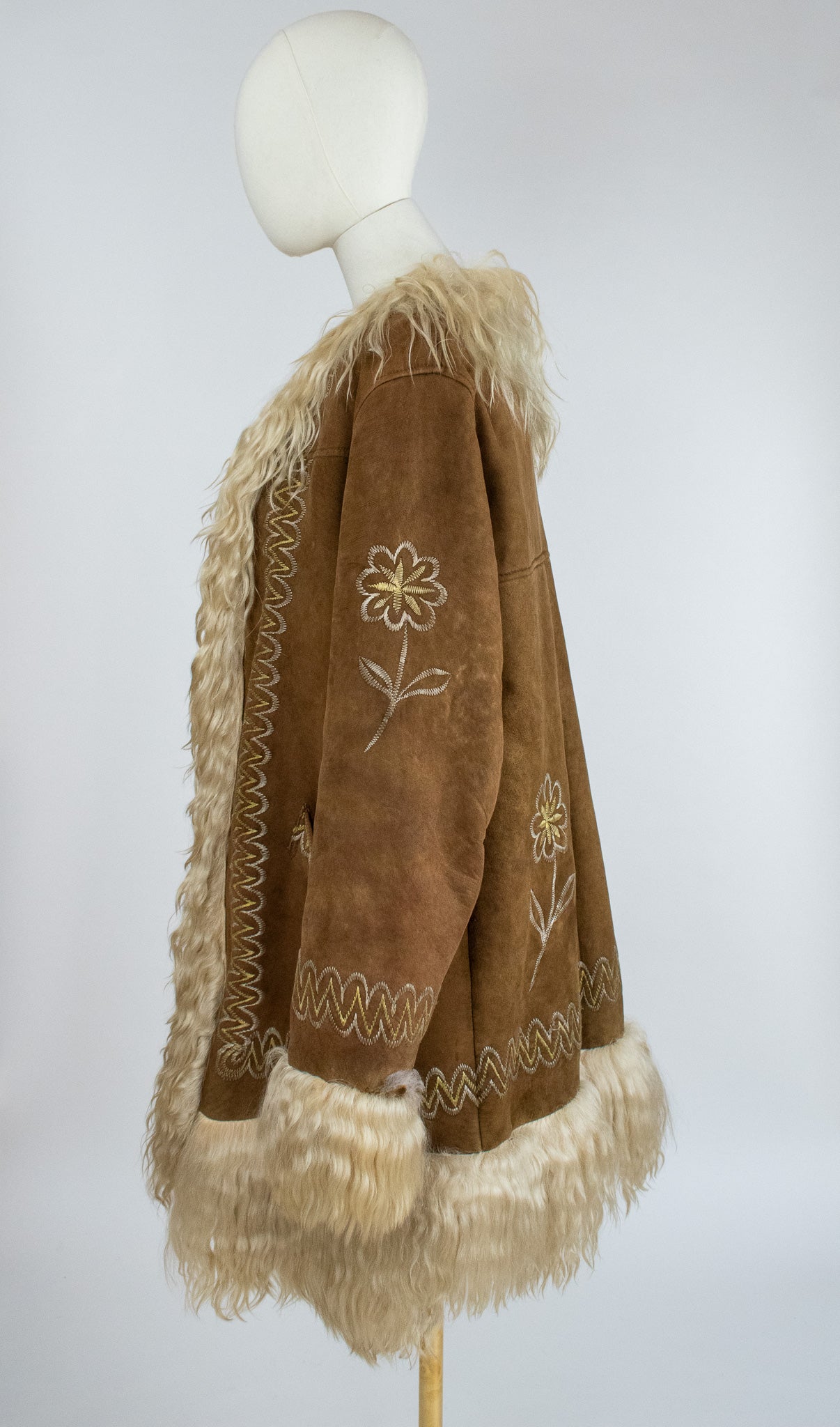 Rare Vintage Large 1960's Silk Embroidered Afghan Coat