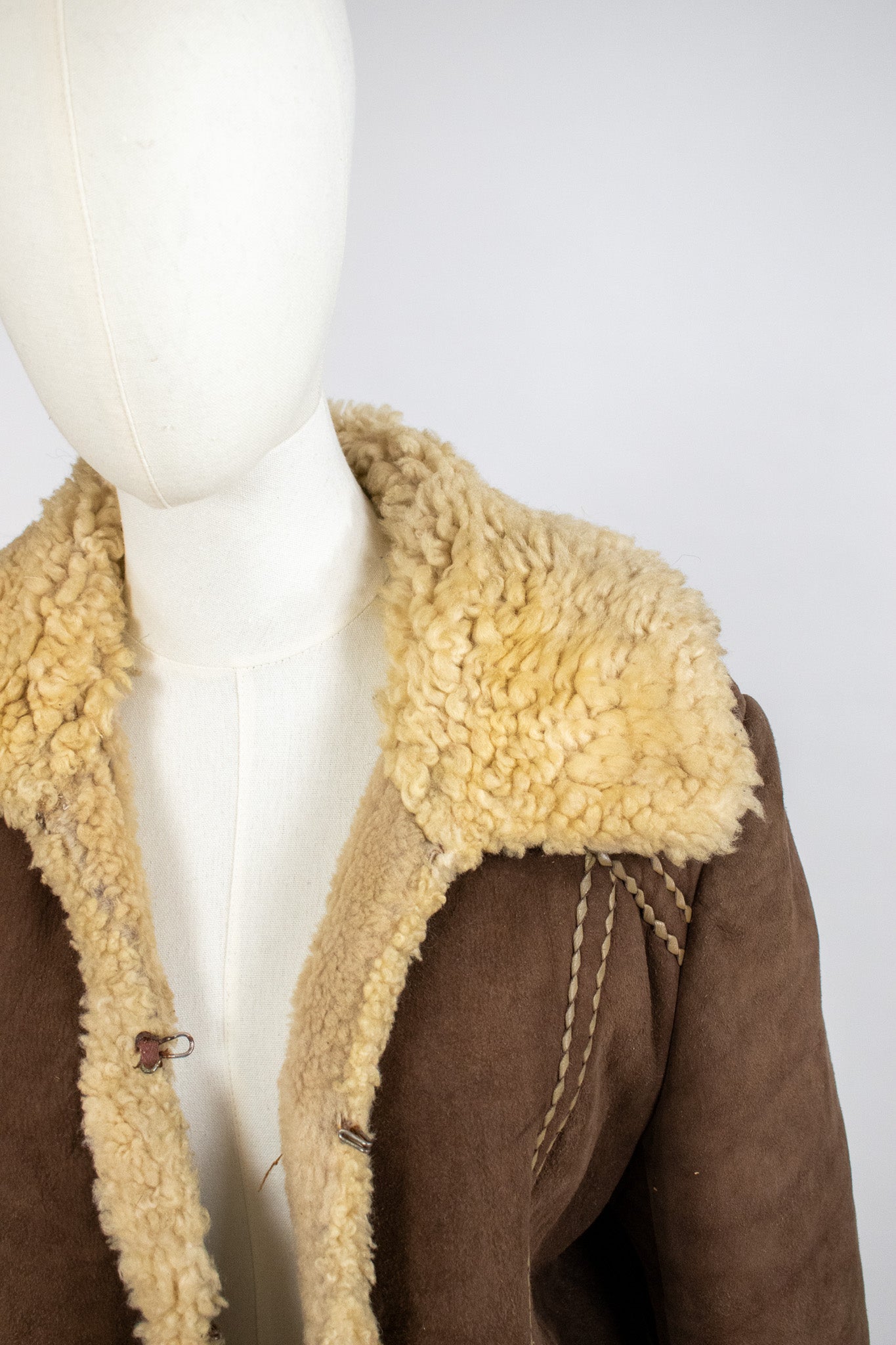 Vintage Large 1960's Embroidered Polish Sheepskin Coat